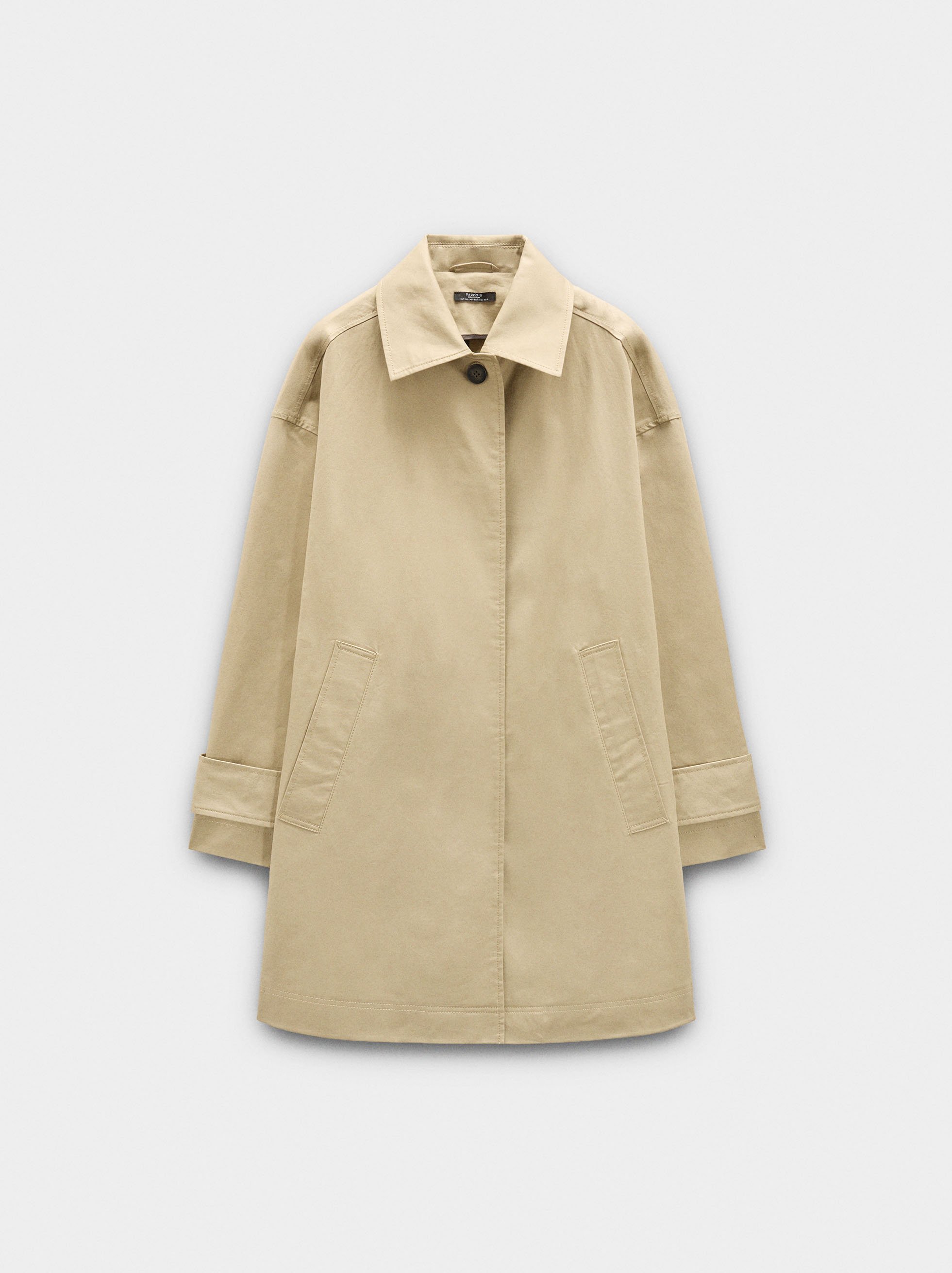 Trench mi-long en coton avec poches image number 4.0