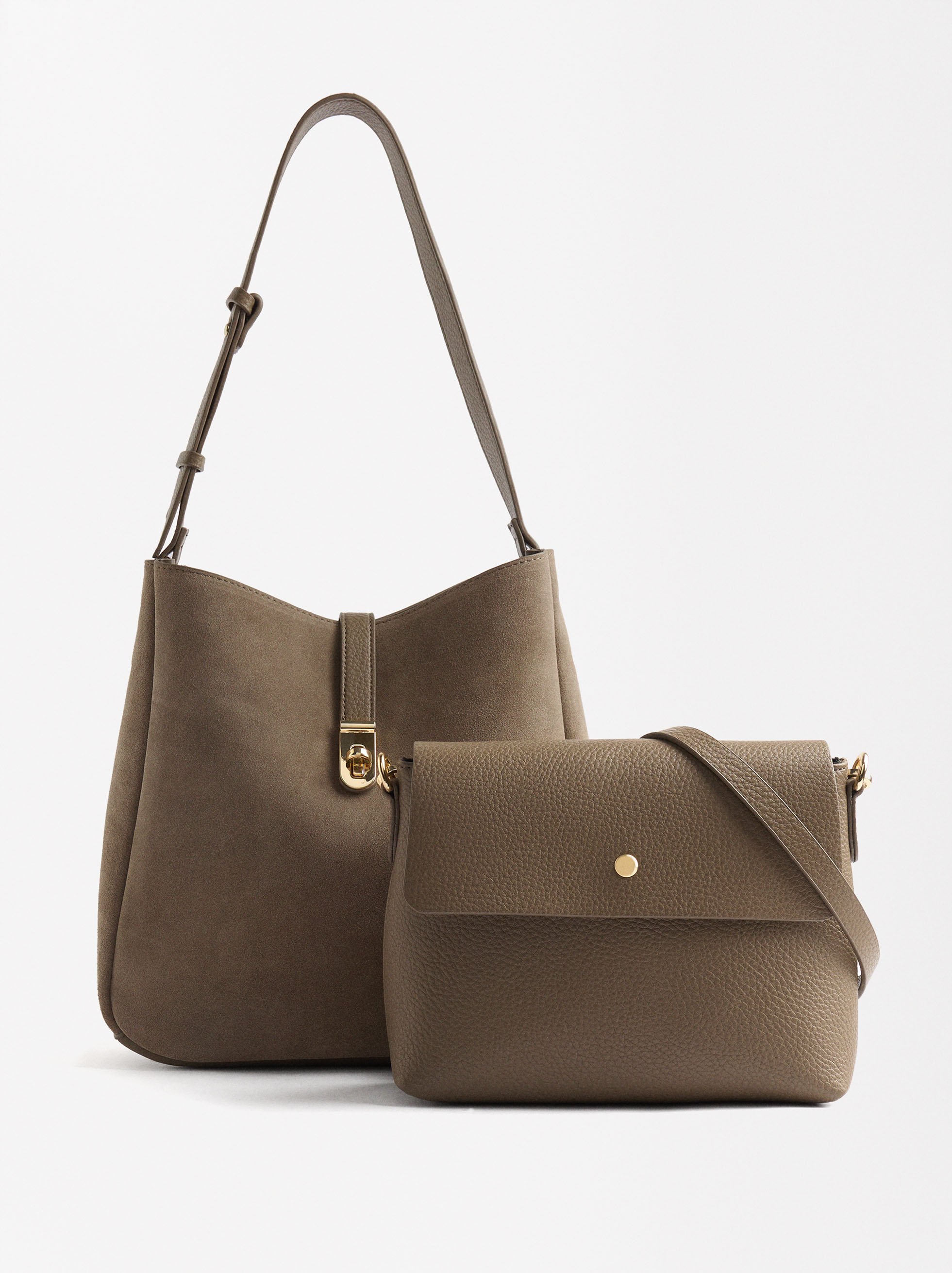 Fur shoulder bag with crossbody pouch image number 2.0