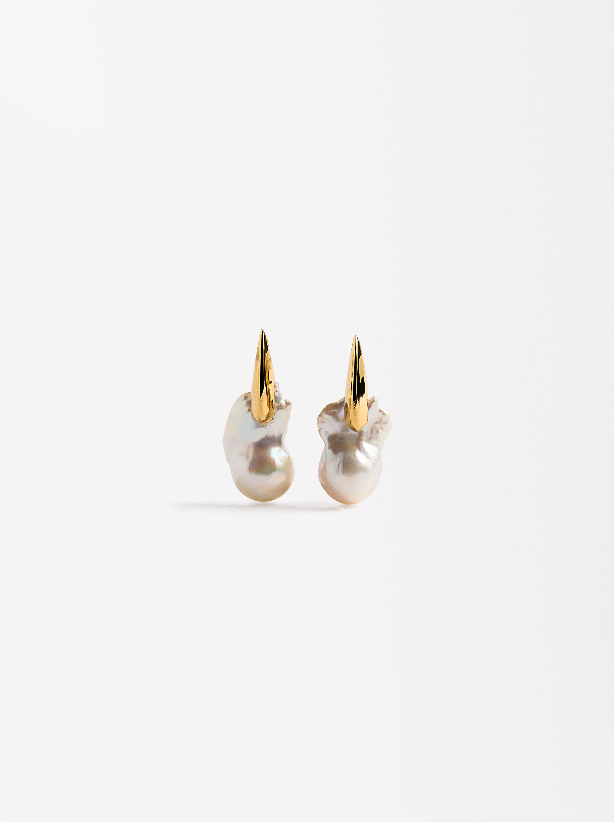 Long Freshwater Pearl Earrings - Stainless Steel image number 1.0