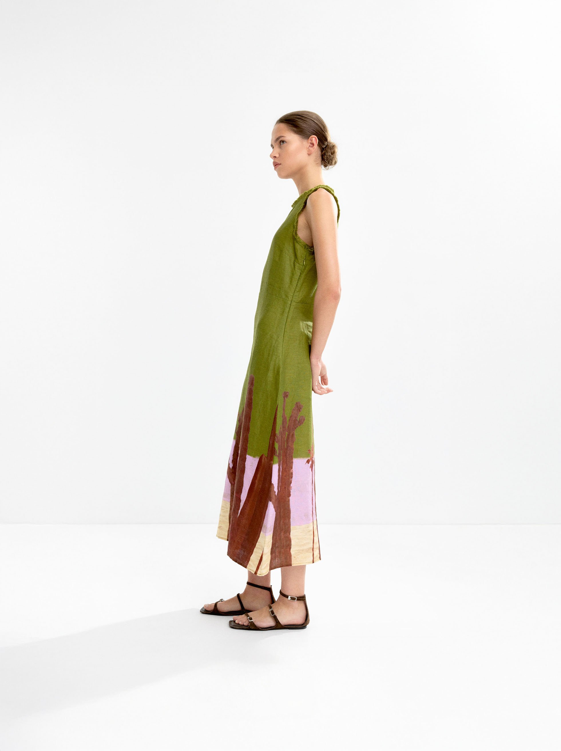 100% linen dress with print image number 7.0