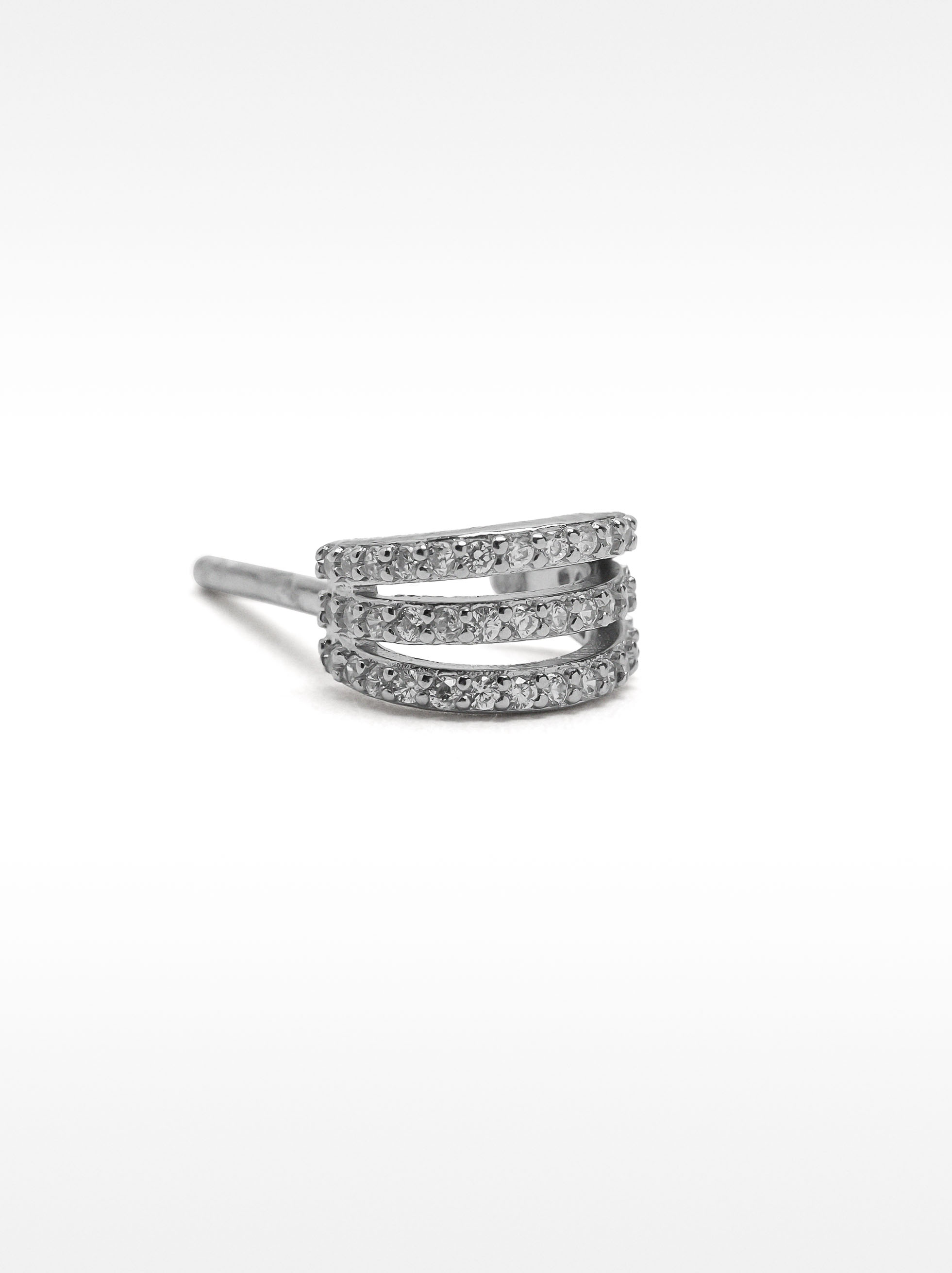 Single hoop earring with zirconia - 925 sterling silver image number 2.0