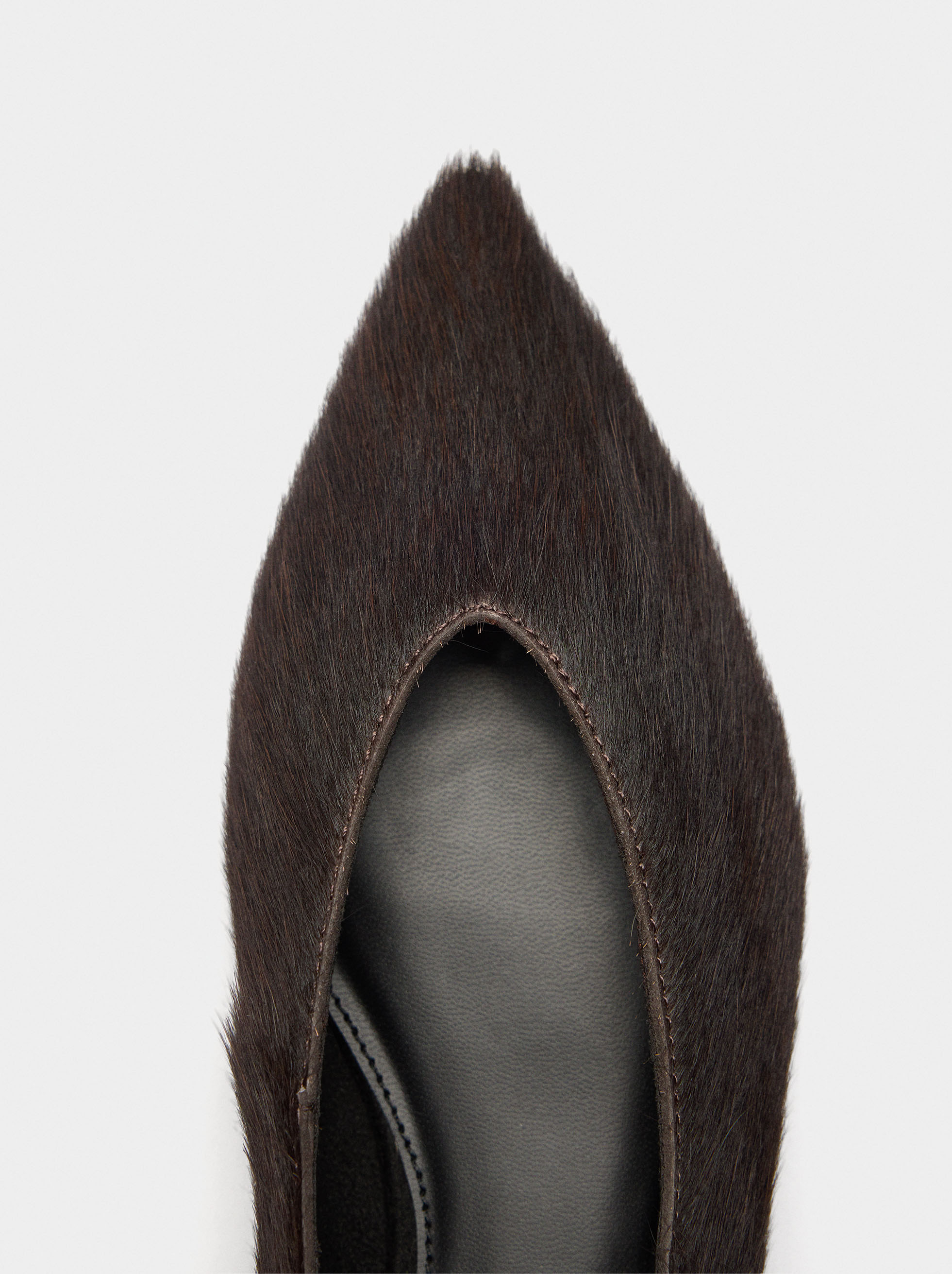 Leather ballet flats with fur image number 4.0
