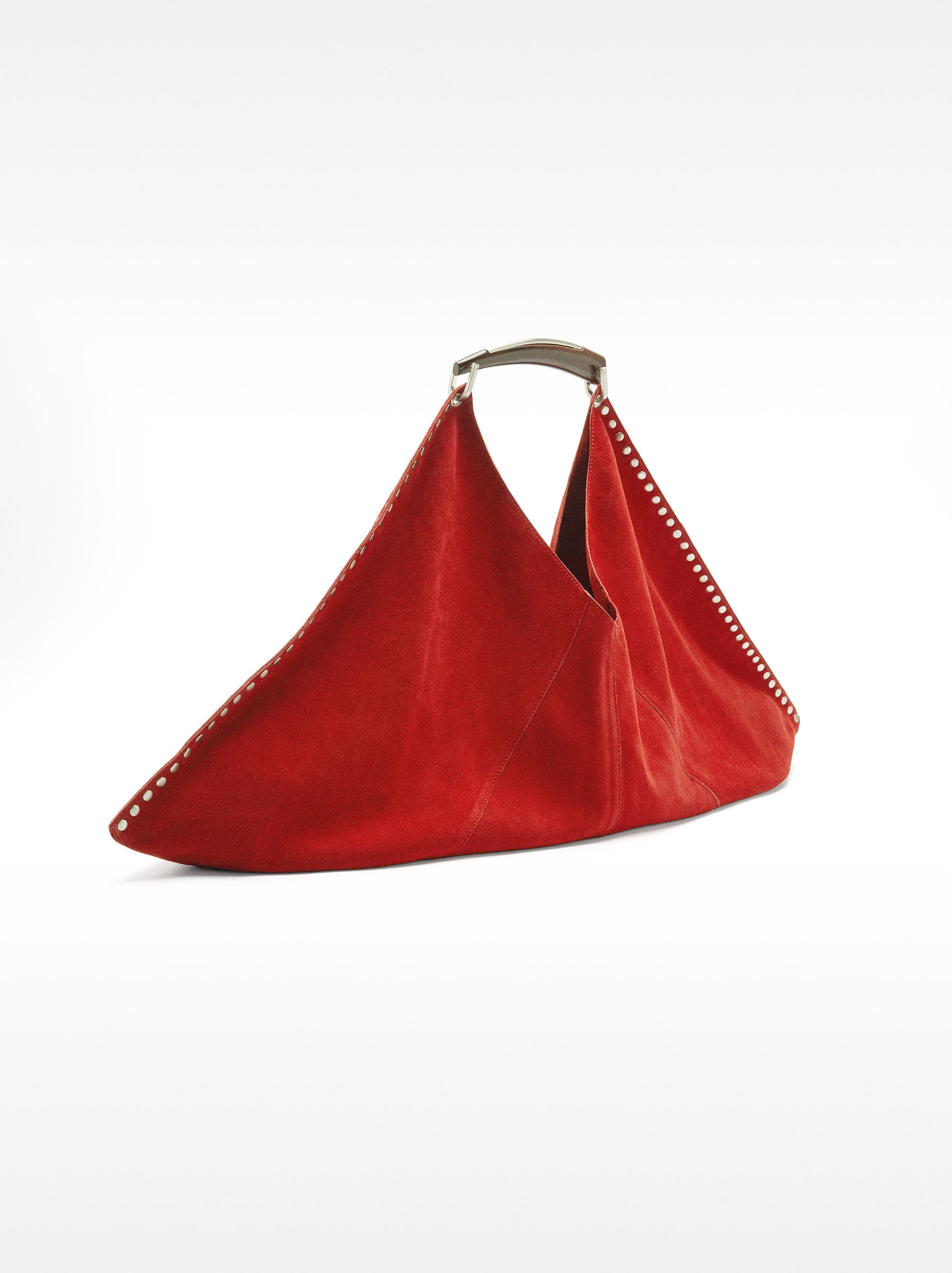 Suede leather shoulder bag with studs image number 3.0