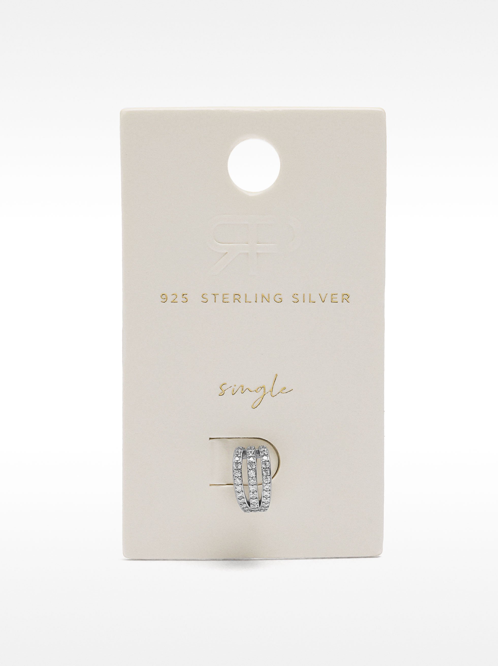 Single hoop earring with zirconia - 925 sterling silver image number 4.0