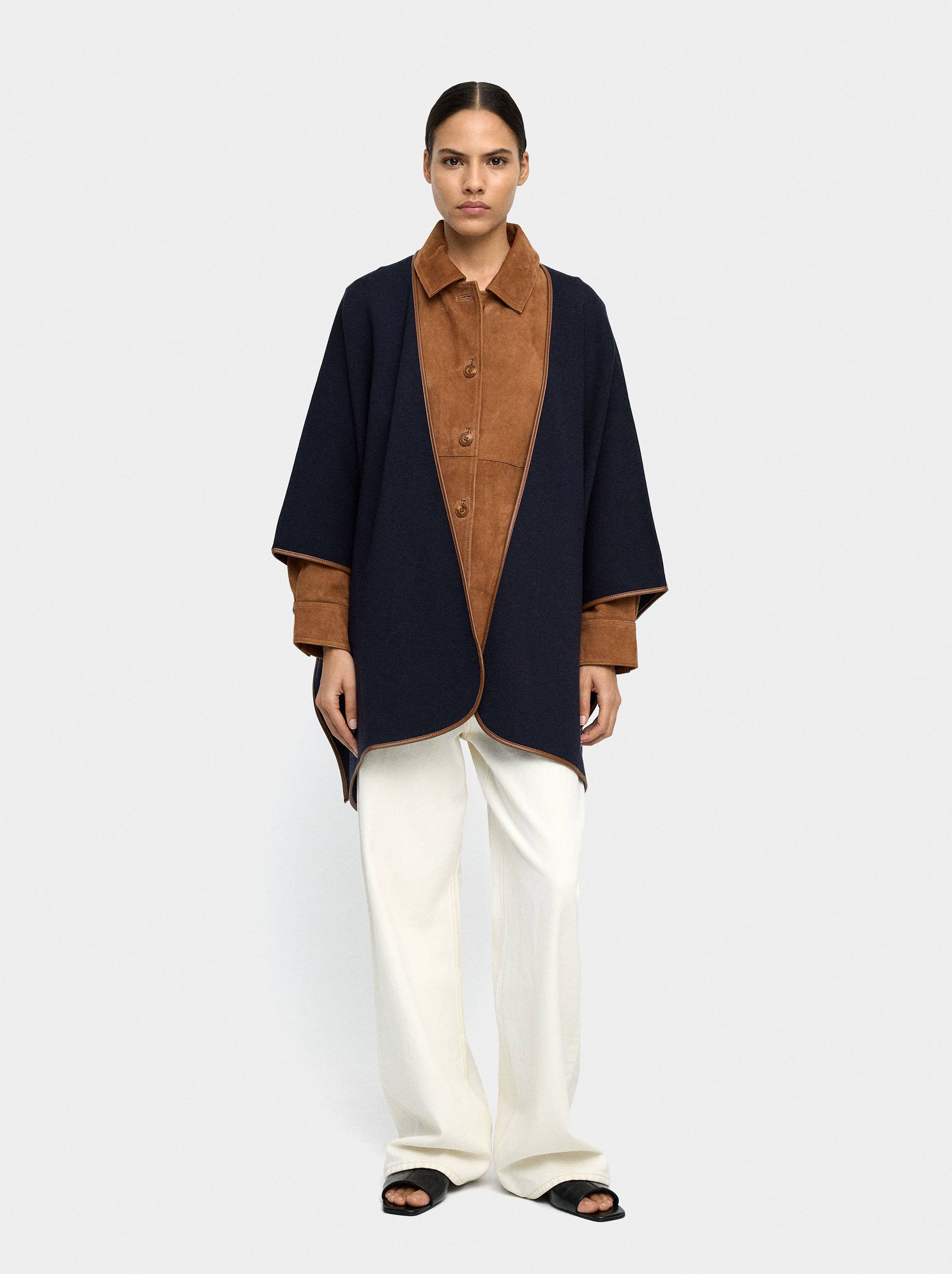 Knit poncho with seam detail image number 3.0