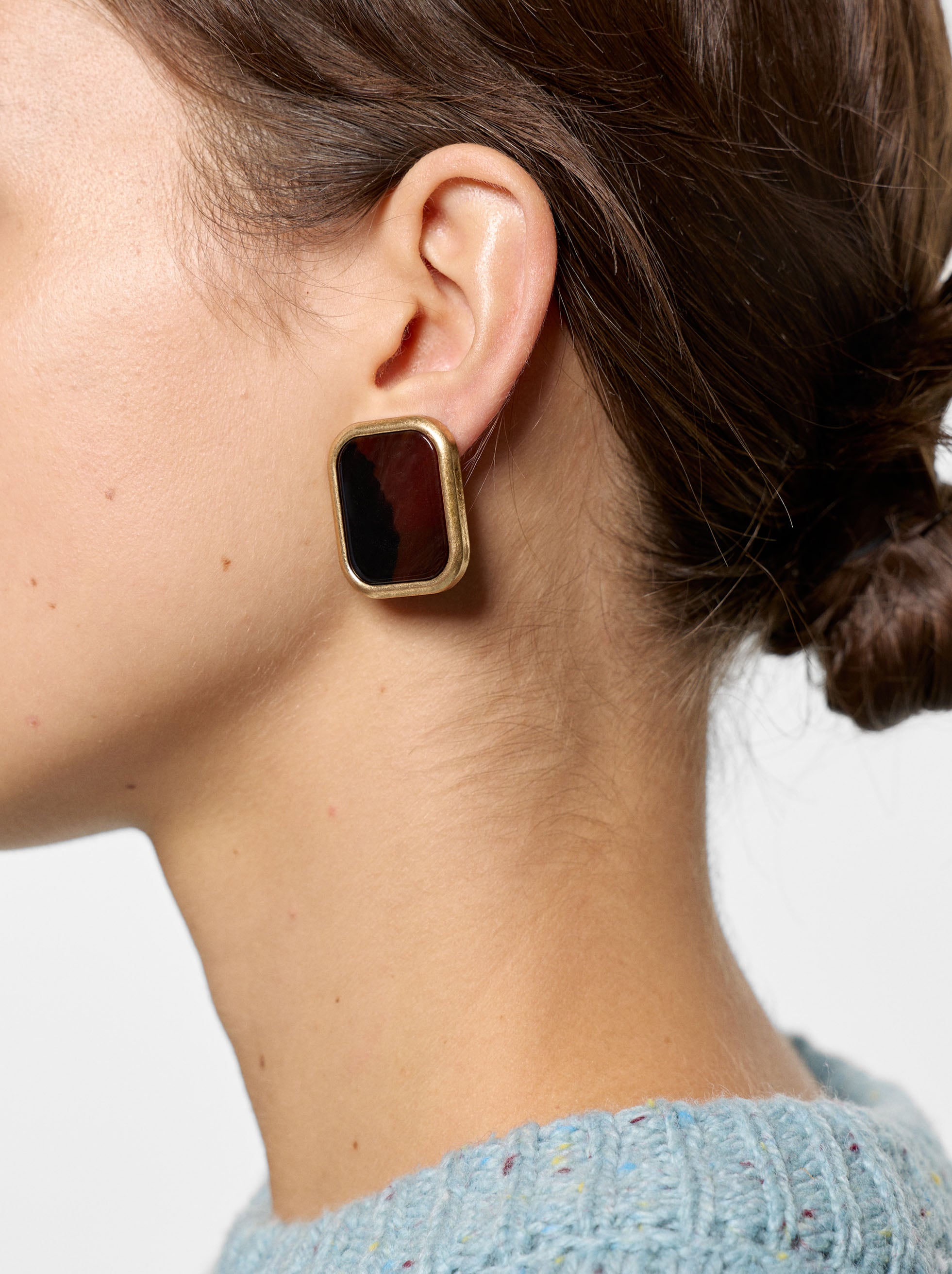 Maxi square stone-effect earrings image number 1.0