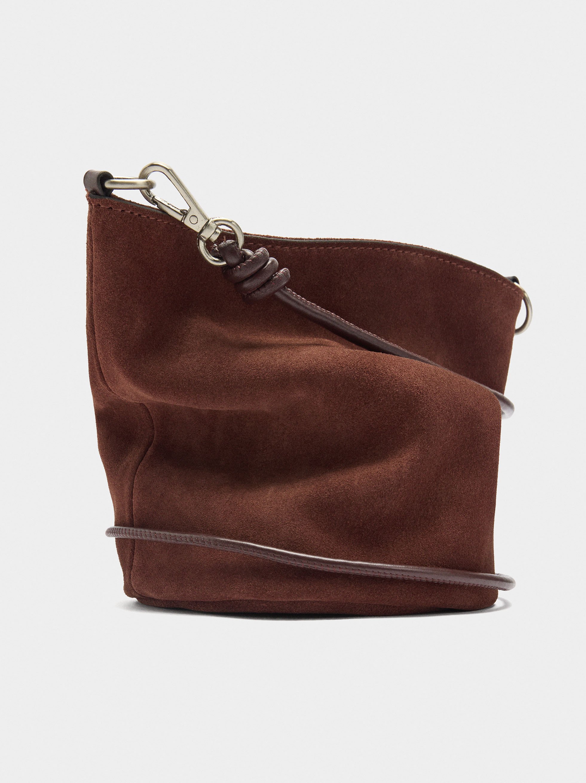 Leather bucket bag with crossbody strap image number 2.0