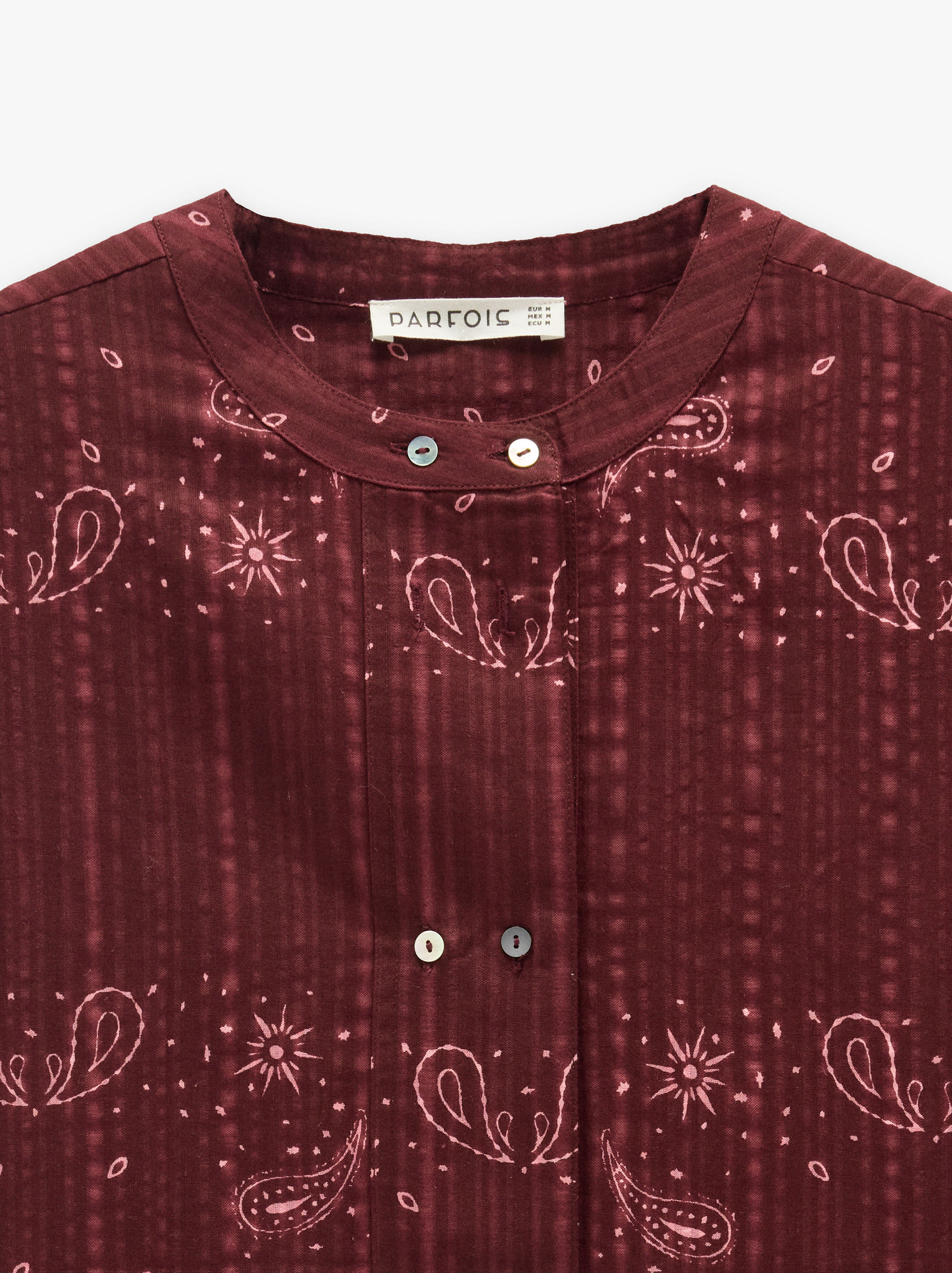 Camisa estampada con cuello mao 100% algod&oacute;n image number 6.0
