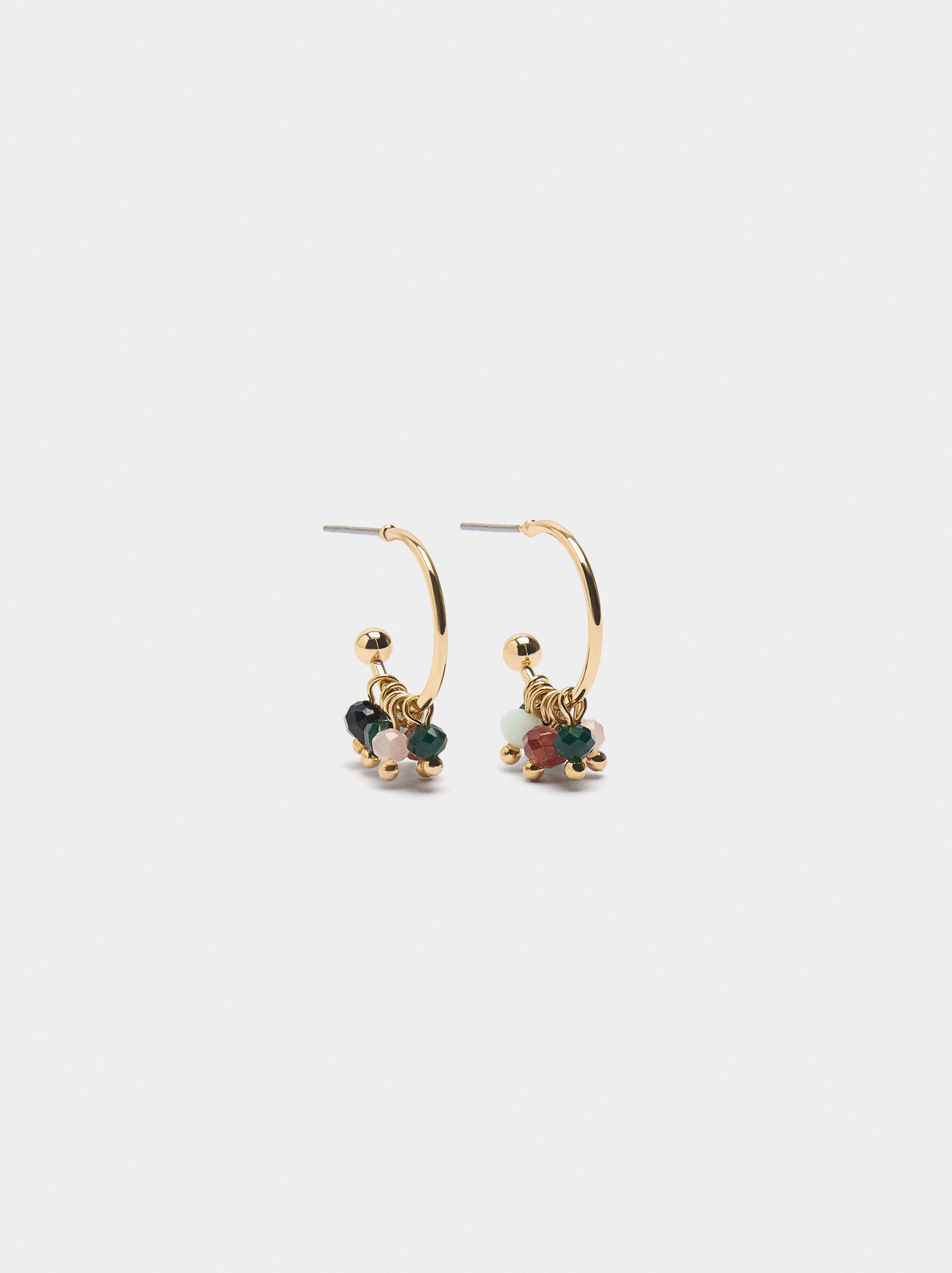 Open hoop earrings with stones image number 0.0