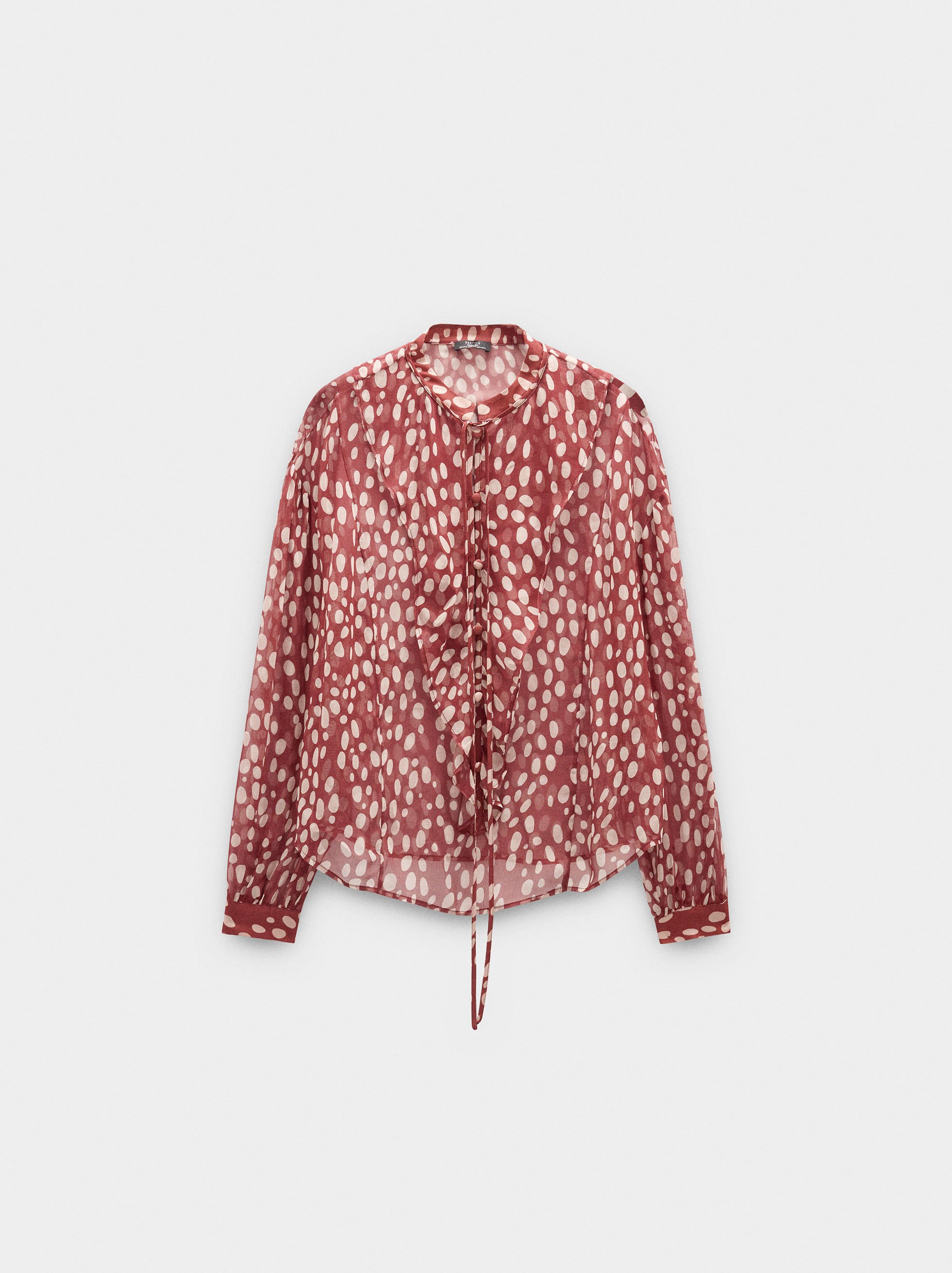 Blouse with semi-transparent print image number 4.0