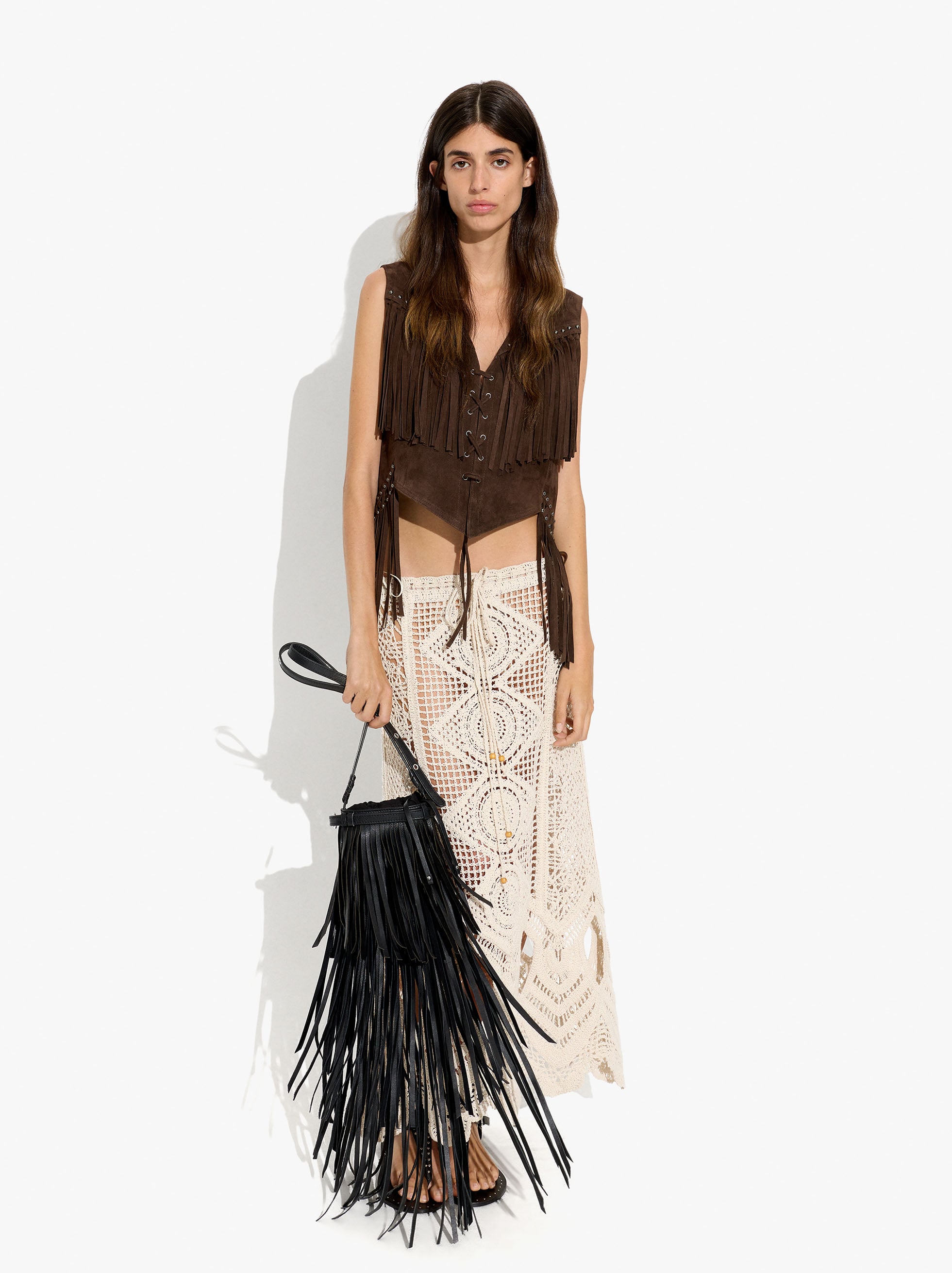 Crochet knit skirt with 100% cotton image number 4.0