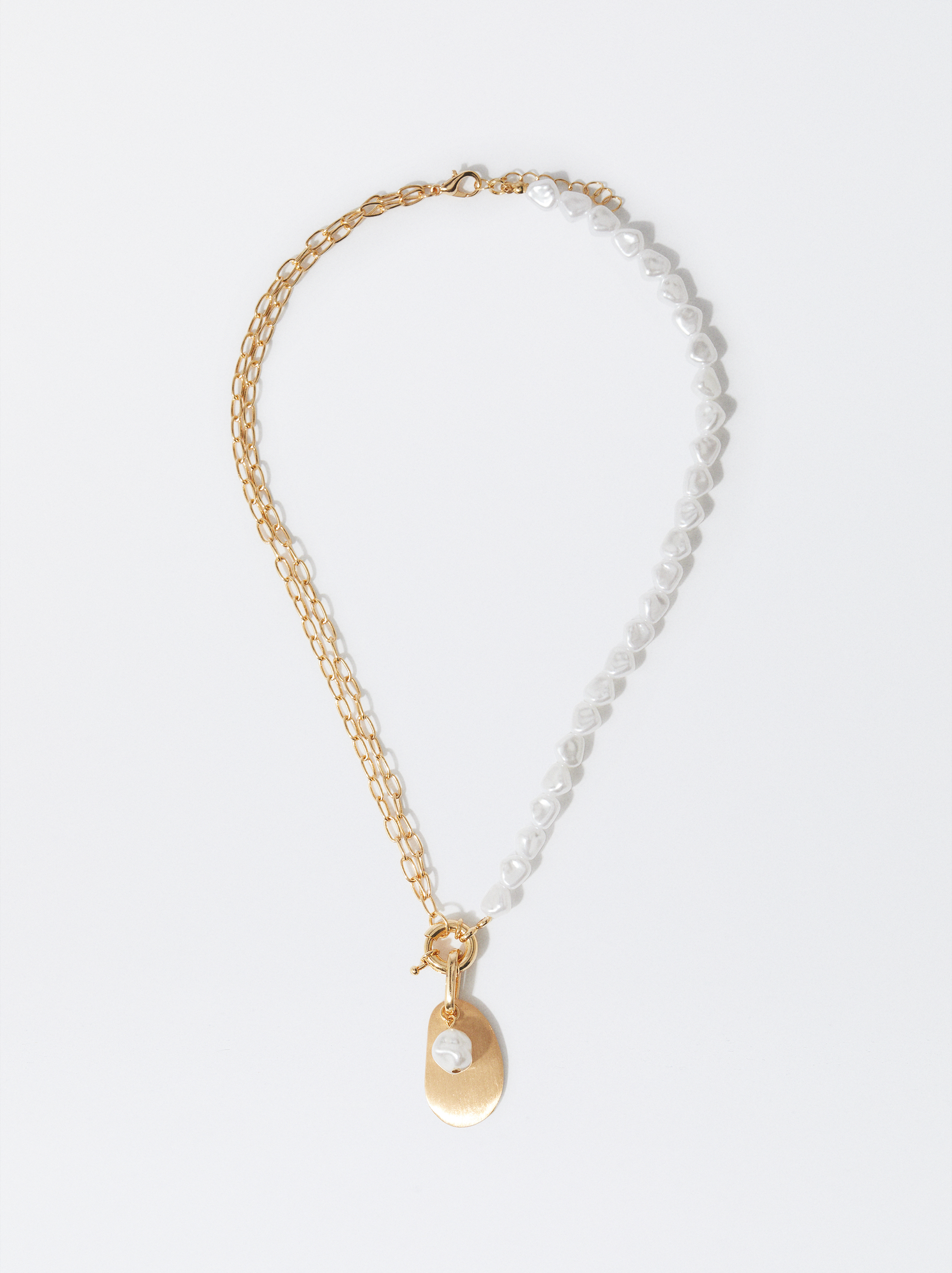 Golden Necklace With With Faux Pearls image number 0.0