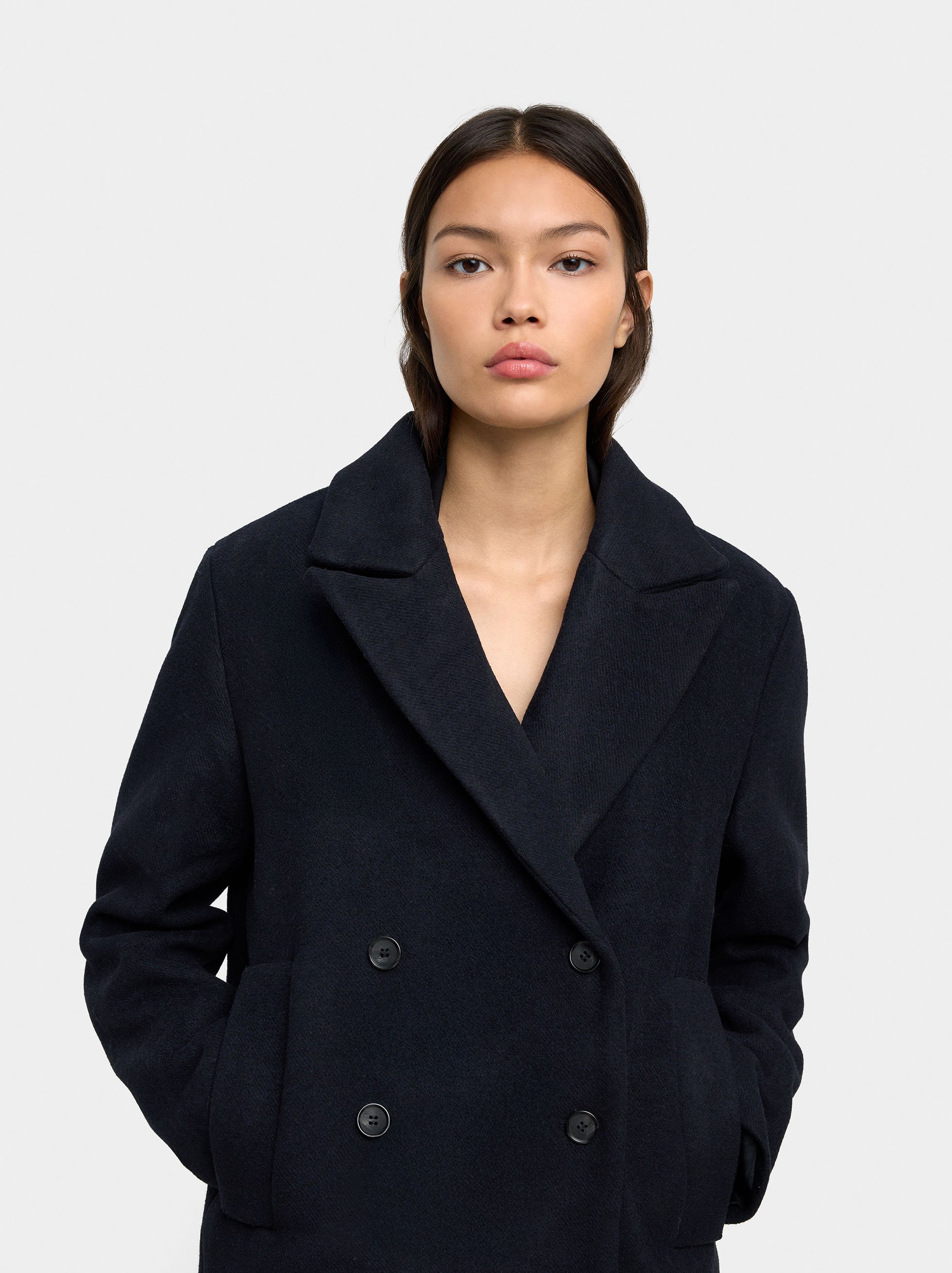 Jacket with wool blend with removable hood image number 3.0