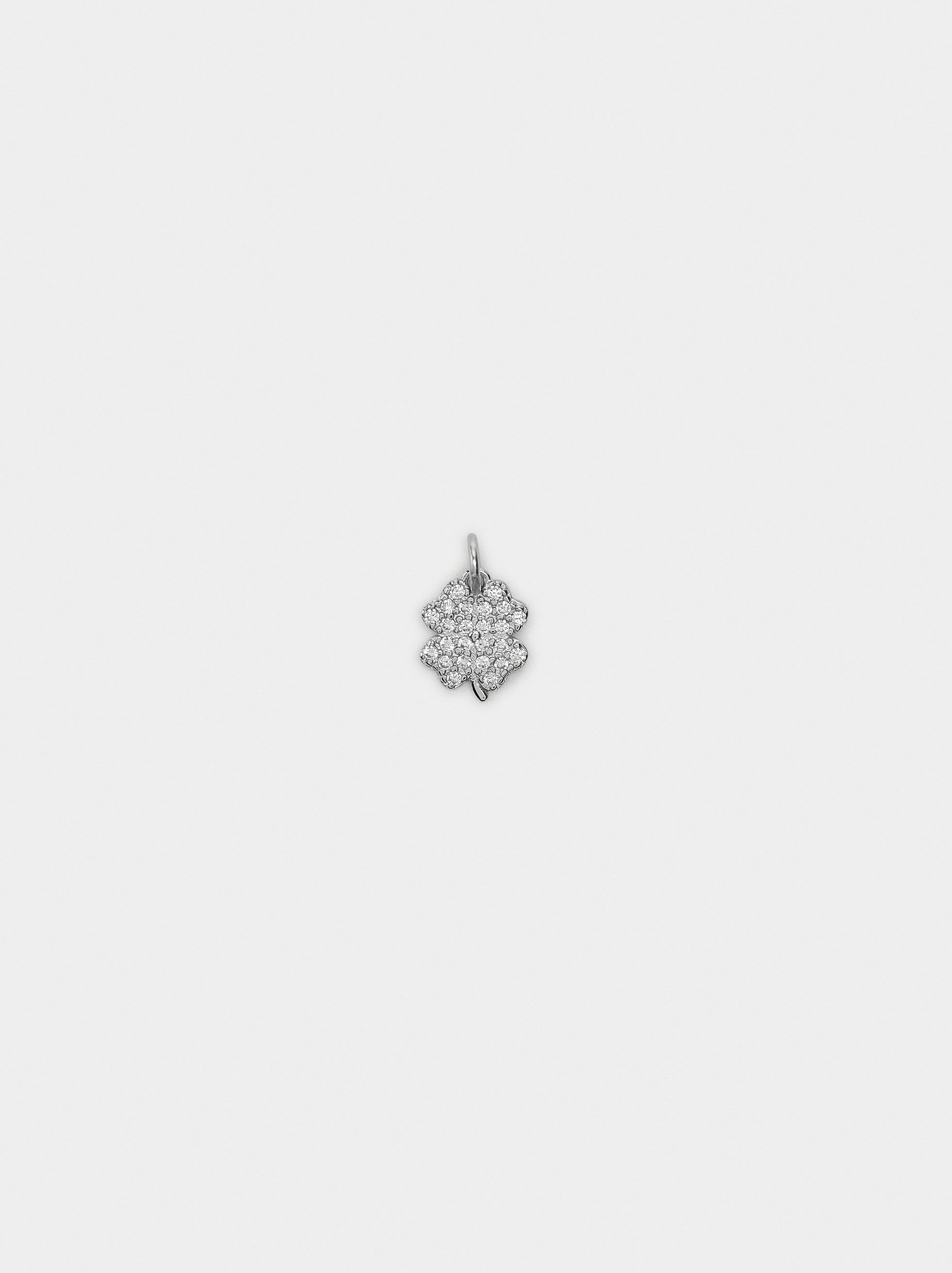 Clover charm with cubic zirconias – 925 sterling silver image number 0.0