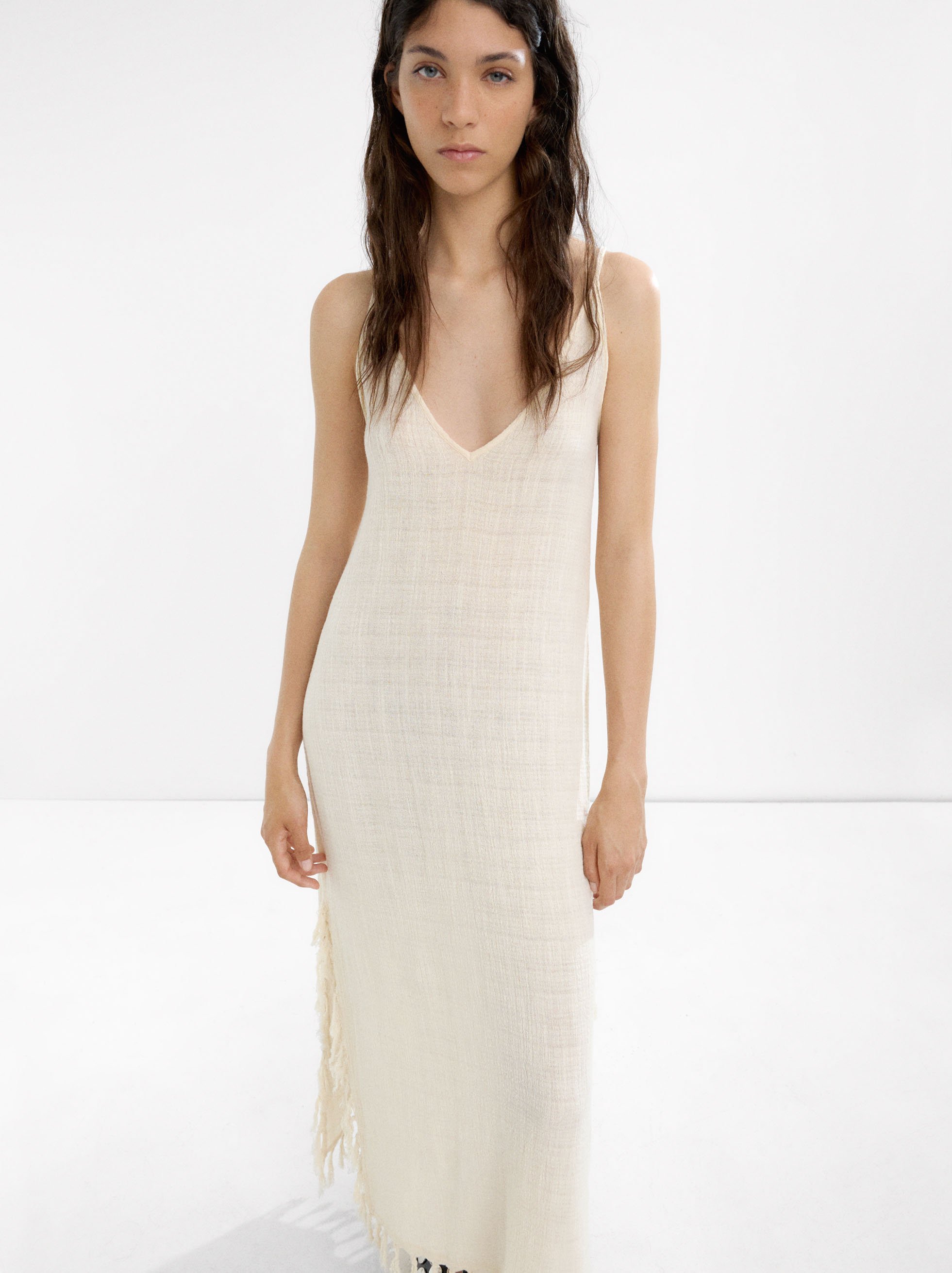 Robe longue en coton avec lin image number 2.0
