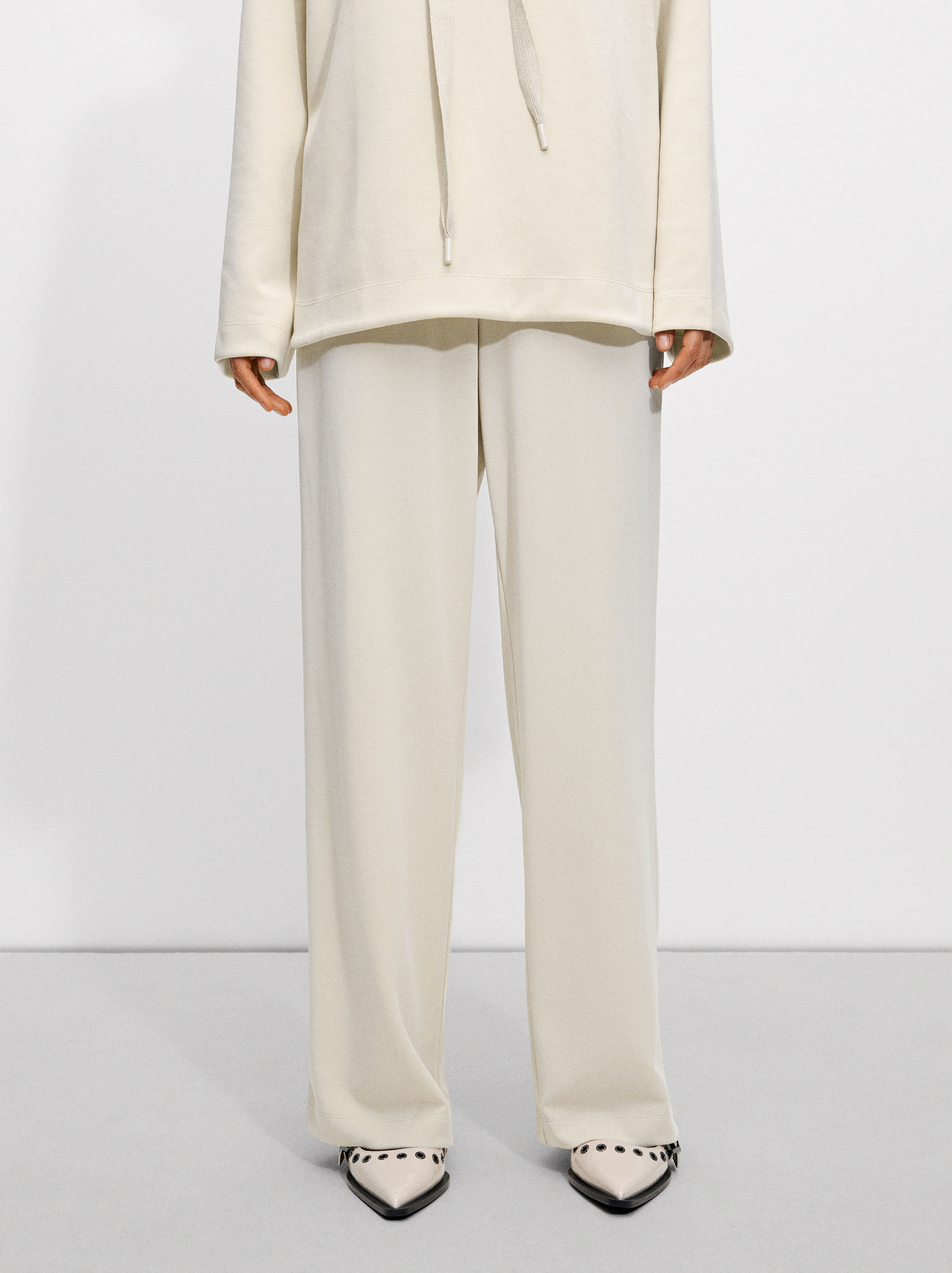 Pantalon fluide new arrivals blanc taille elastique