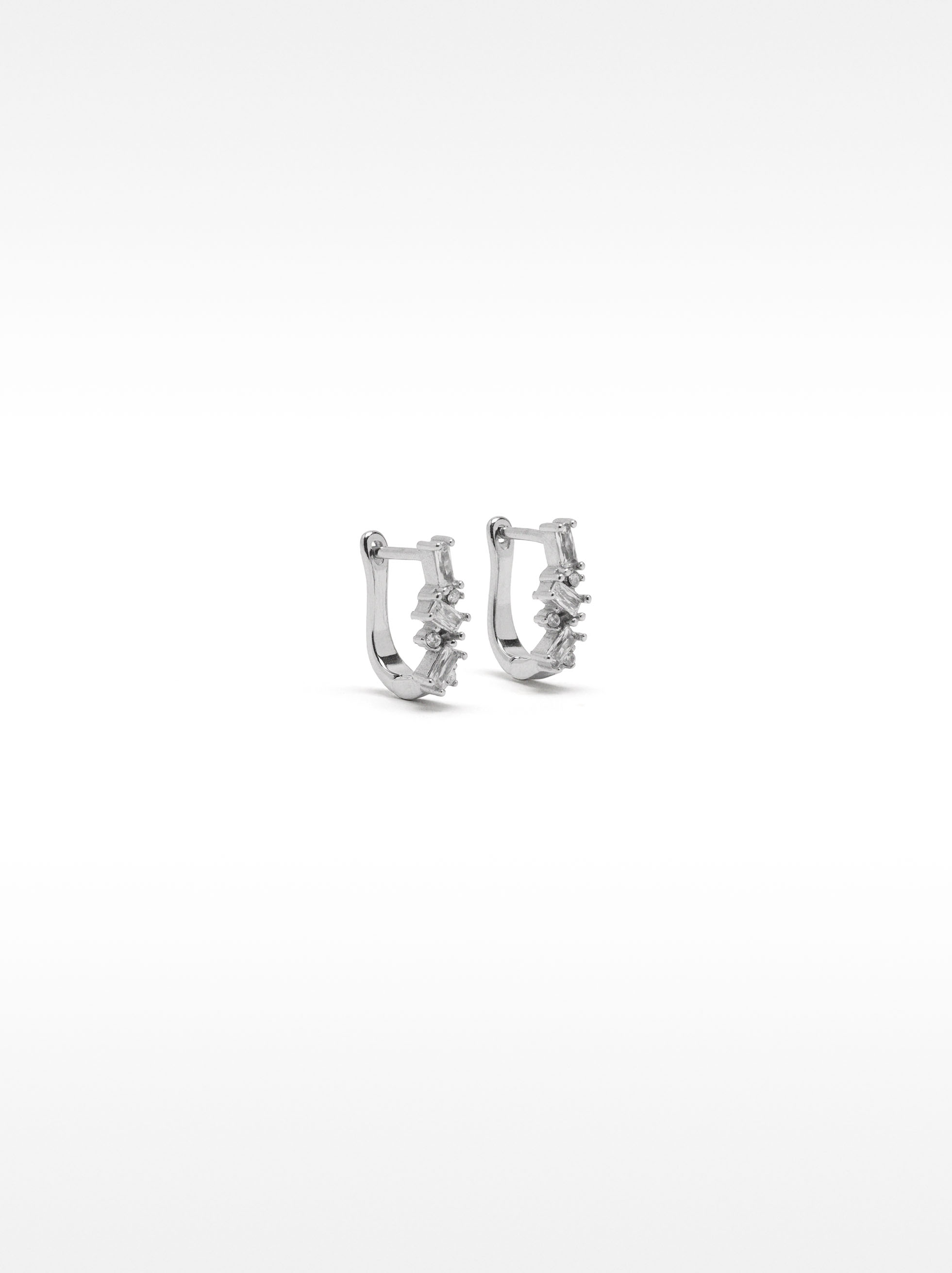 Hoop earrings with crystals - stainless steel image number 0.0