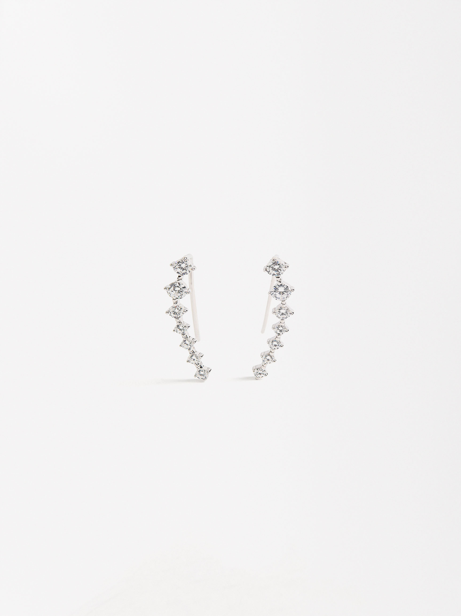 Elongated earrings with zirconias - 925 sterling silver image number 0.0
