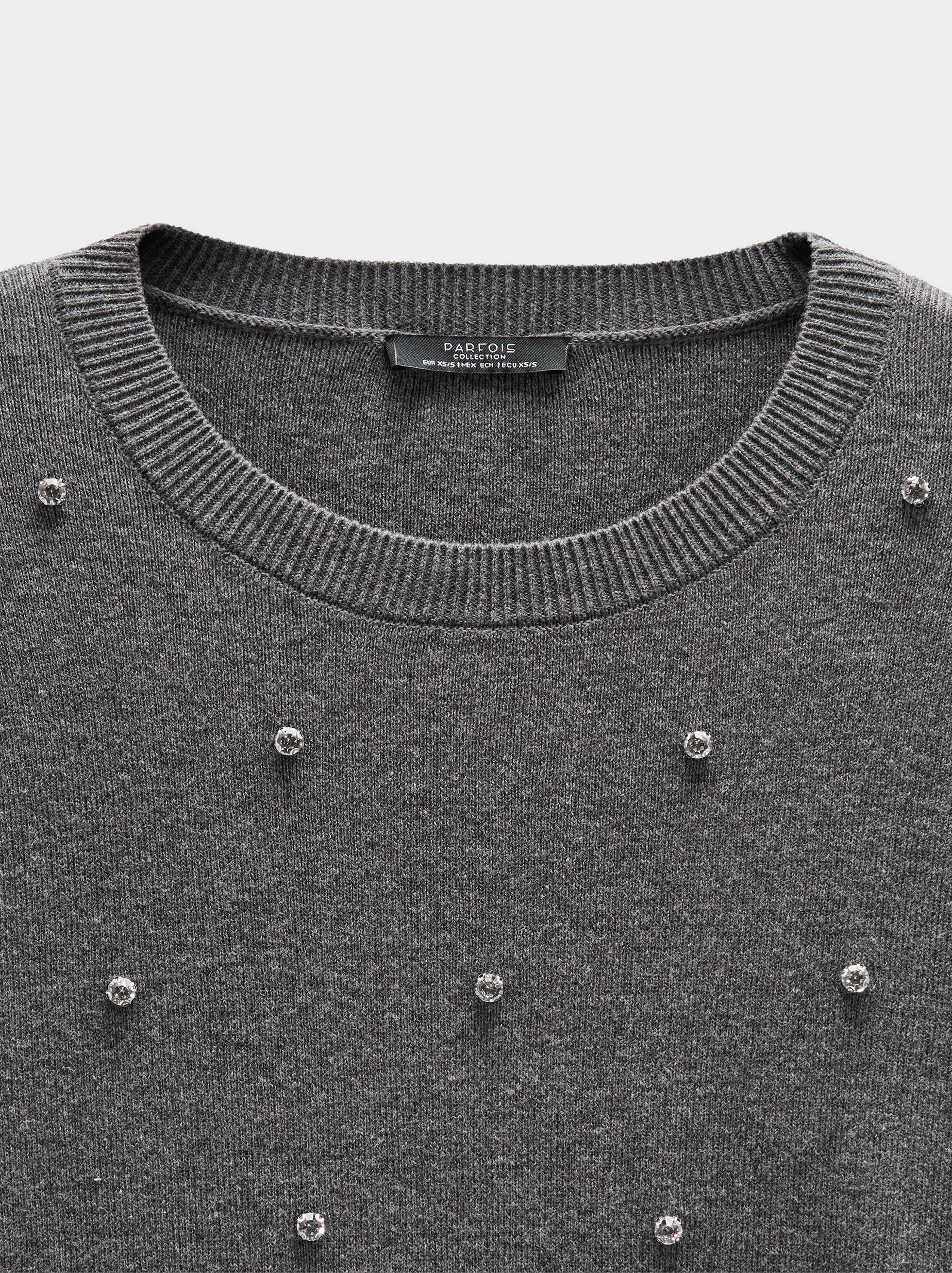 Knit sweater with crystals image number 5.0