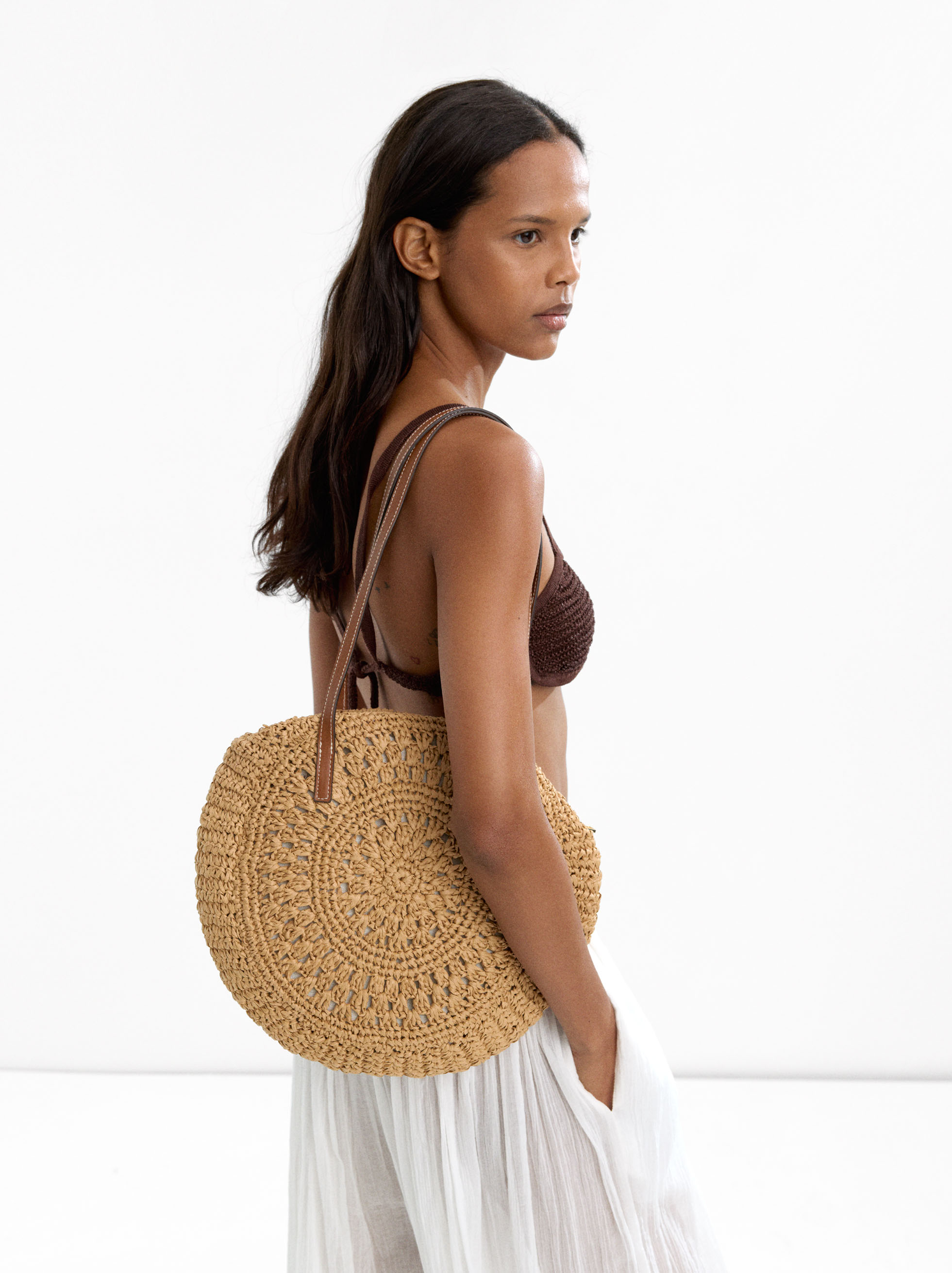 Straw-effect shopper bag image number 2.0