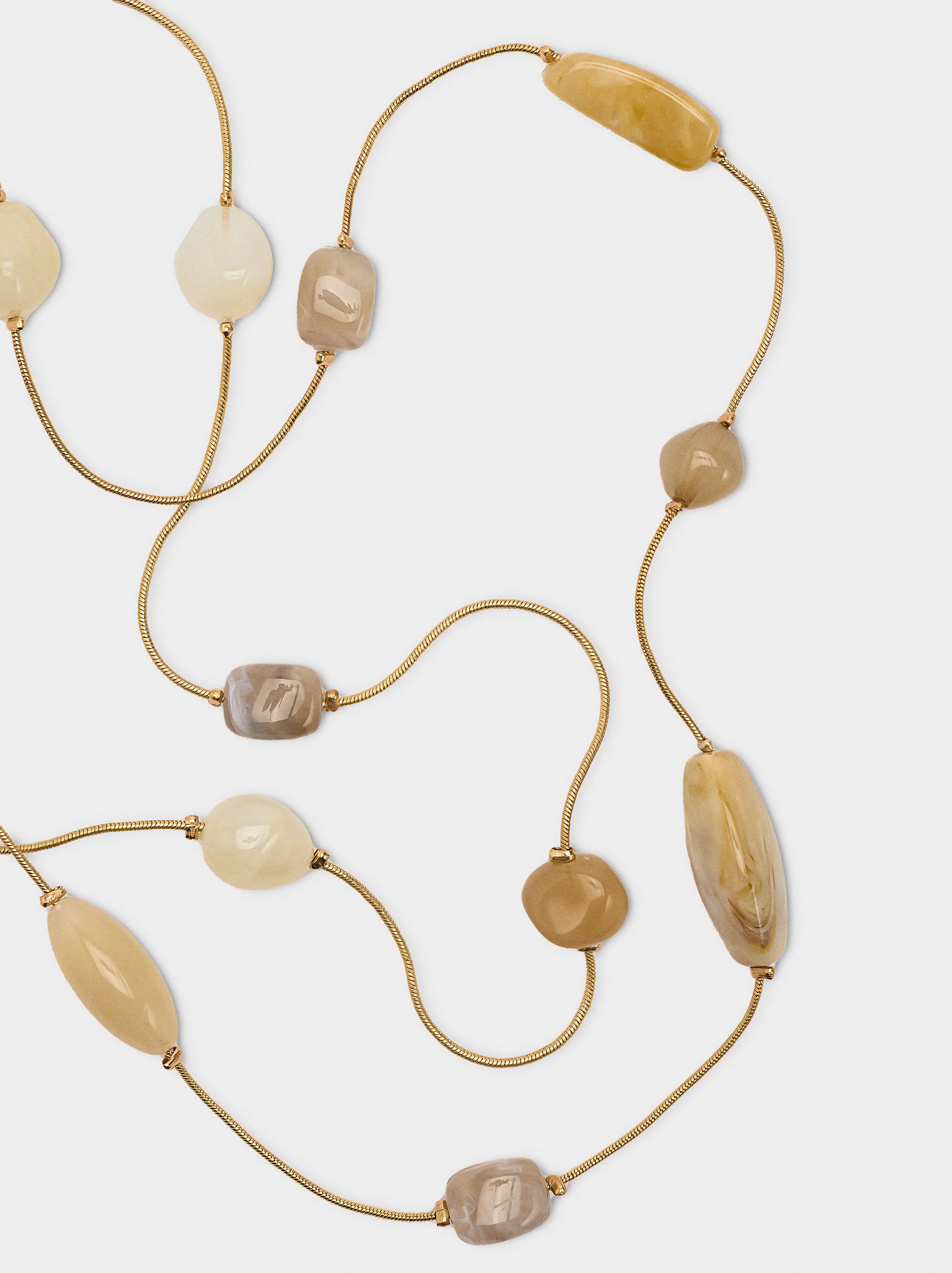 Long necklace with stone effect details image number 1.0