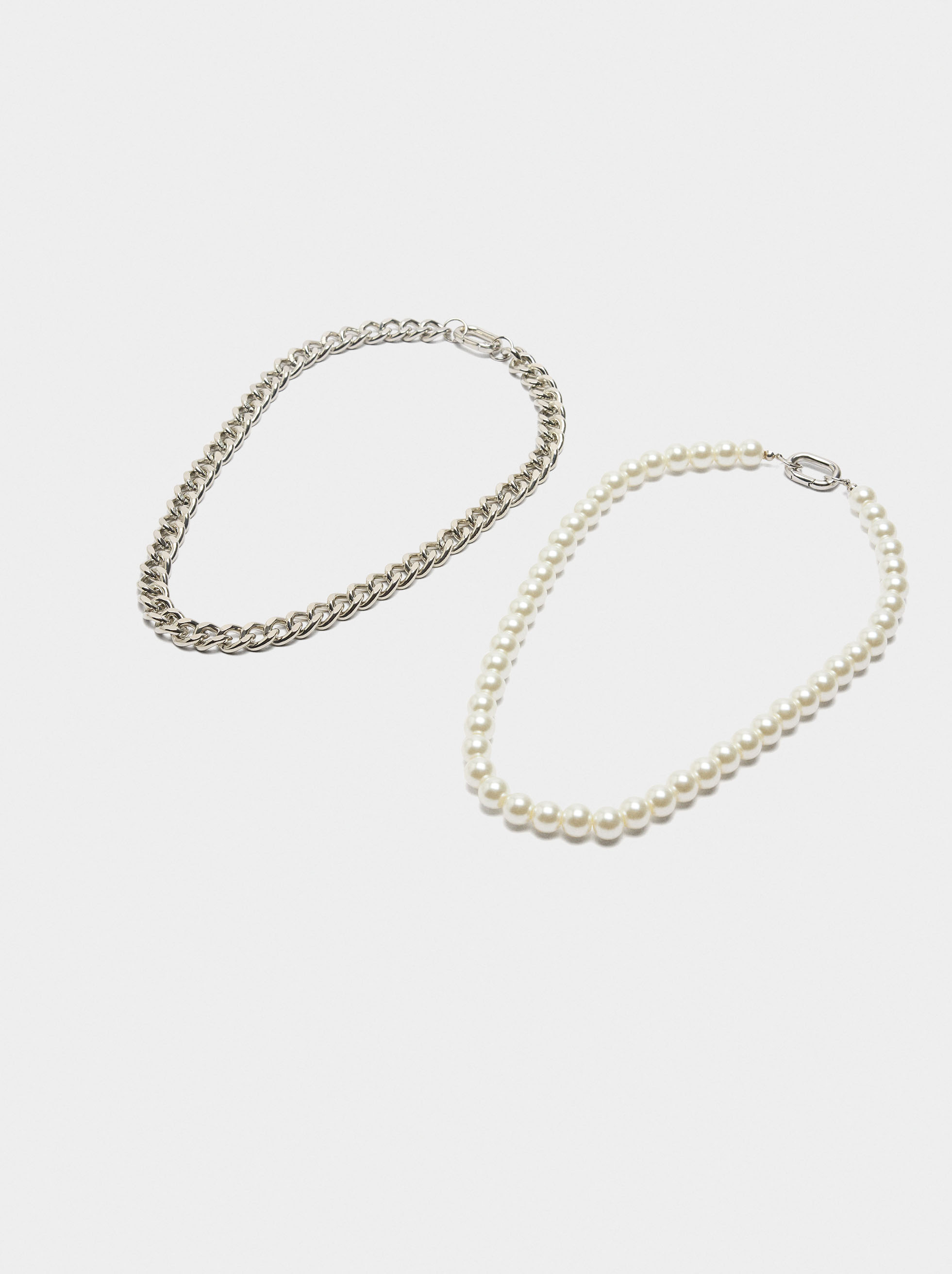 Collier convertible en maillons et perles image number 3.0