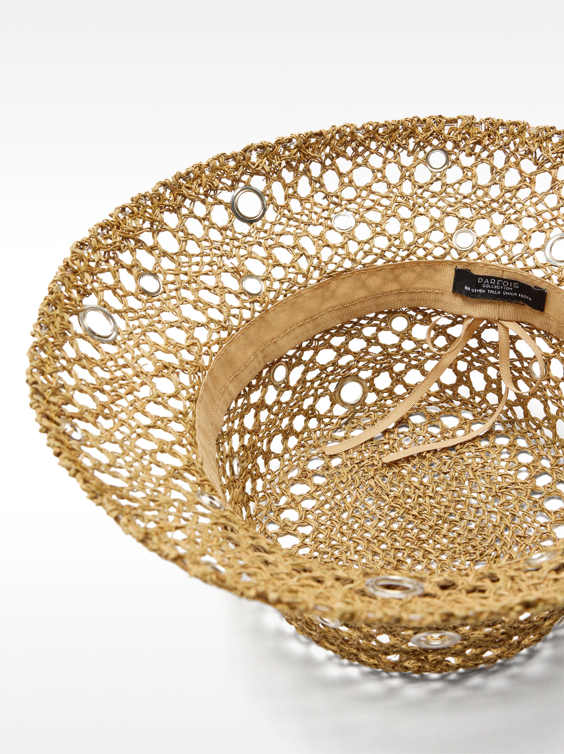 Straw hat with studs image number 3.0