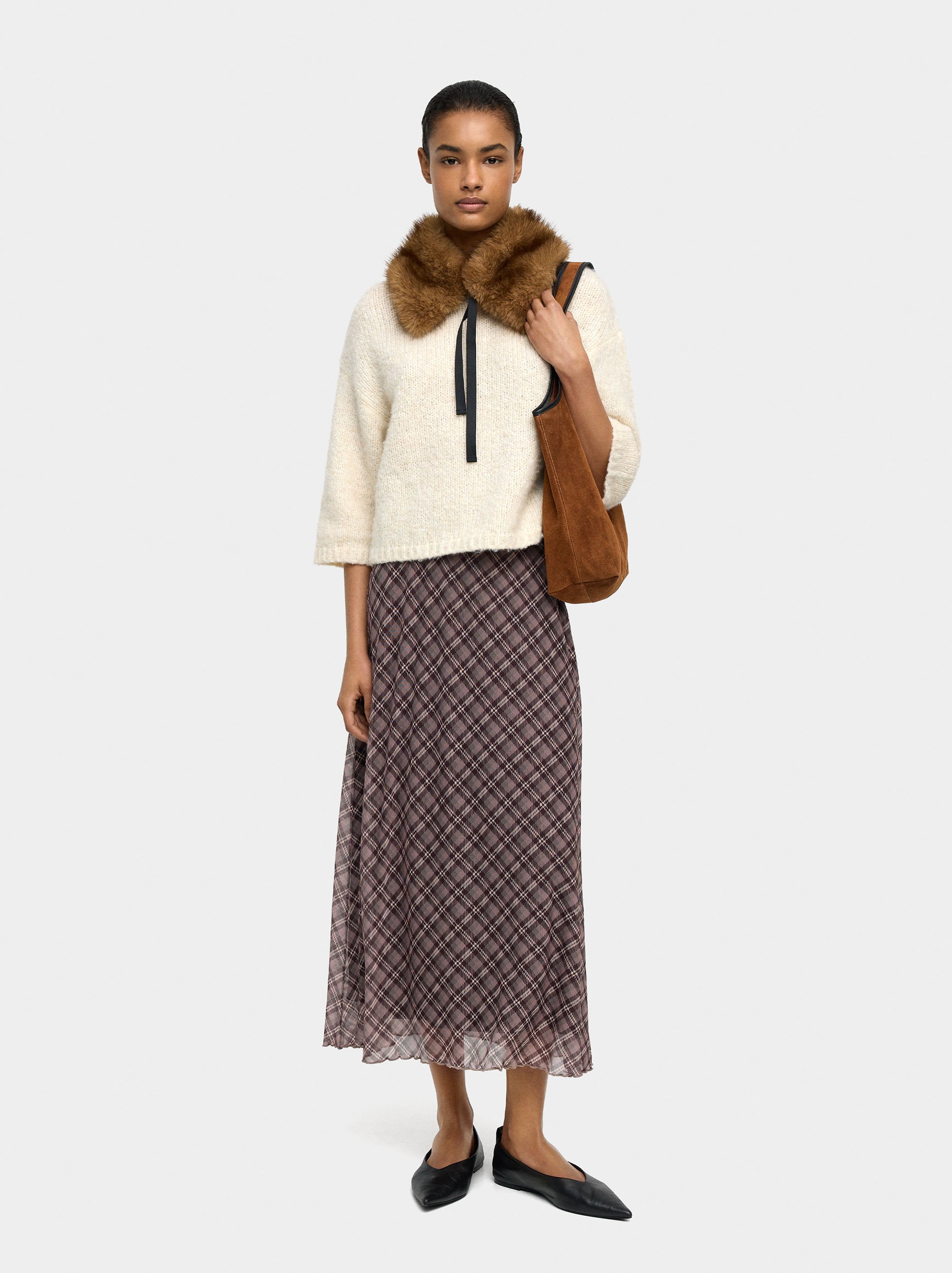 Skirt with printed squares image number 0.0