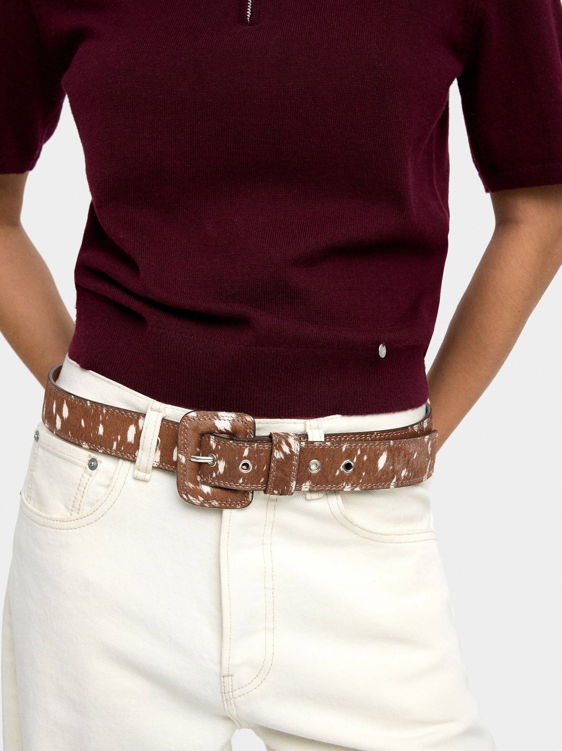 Leather belt with square buckle image number 1.0