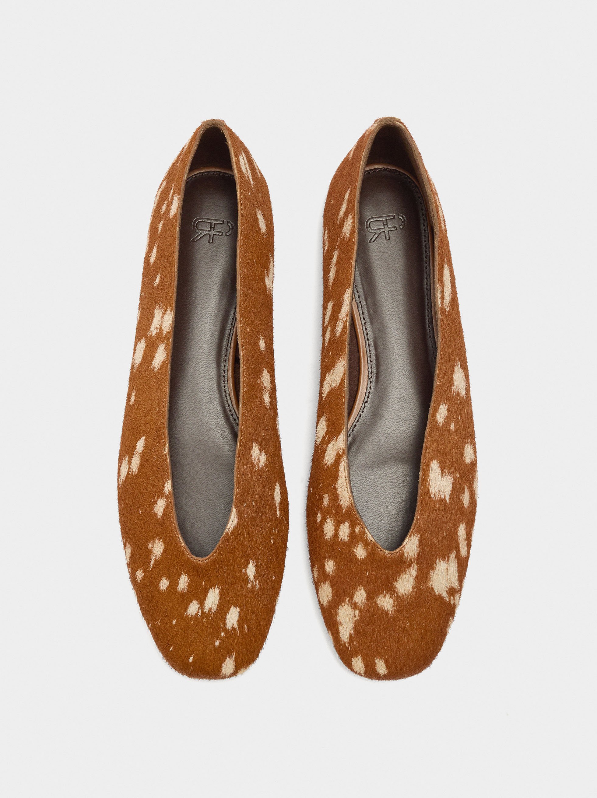 Animal print leather ballet flats image number 0.0