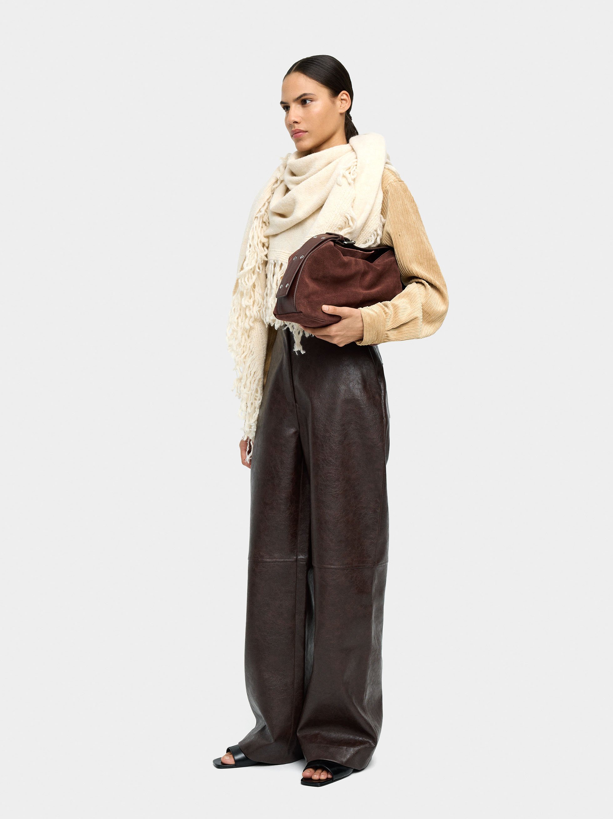 Trousers with leather effect image number 0.0