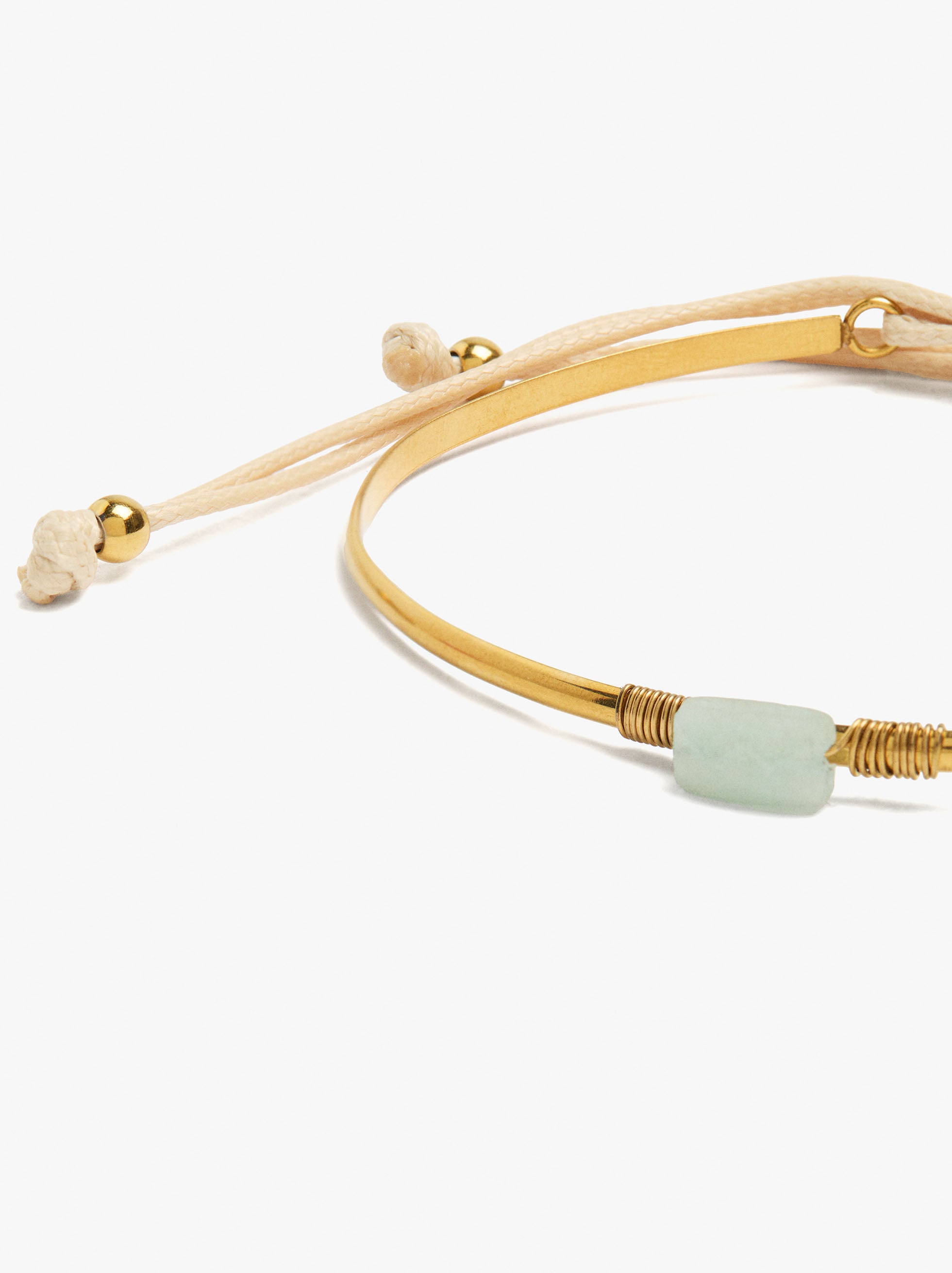 Bracelet ajustable avec pierre - acier inoxydable image number 1.0