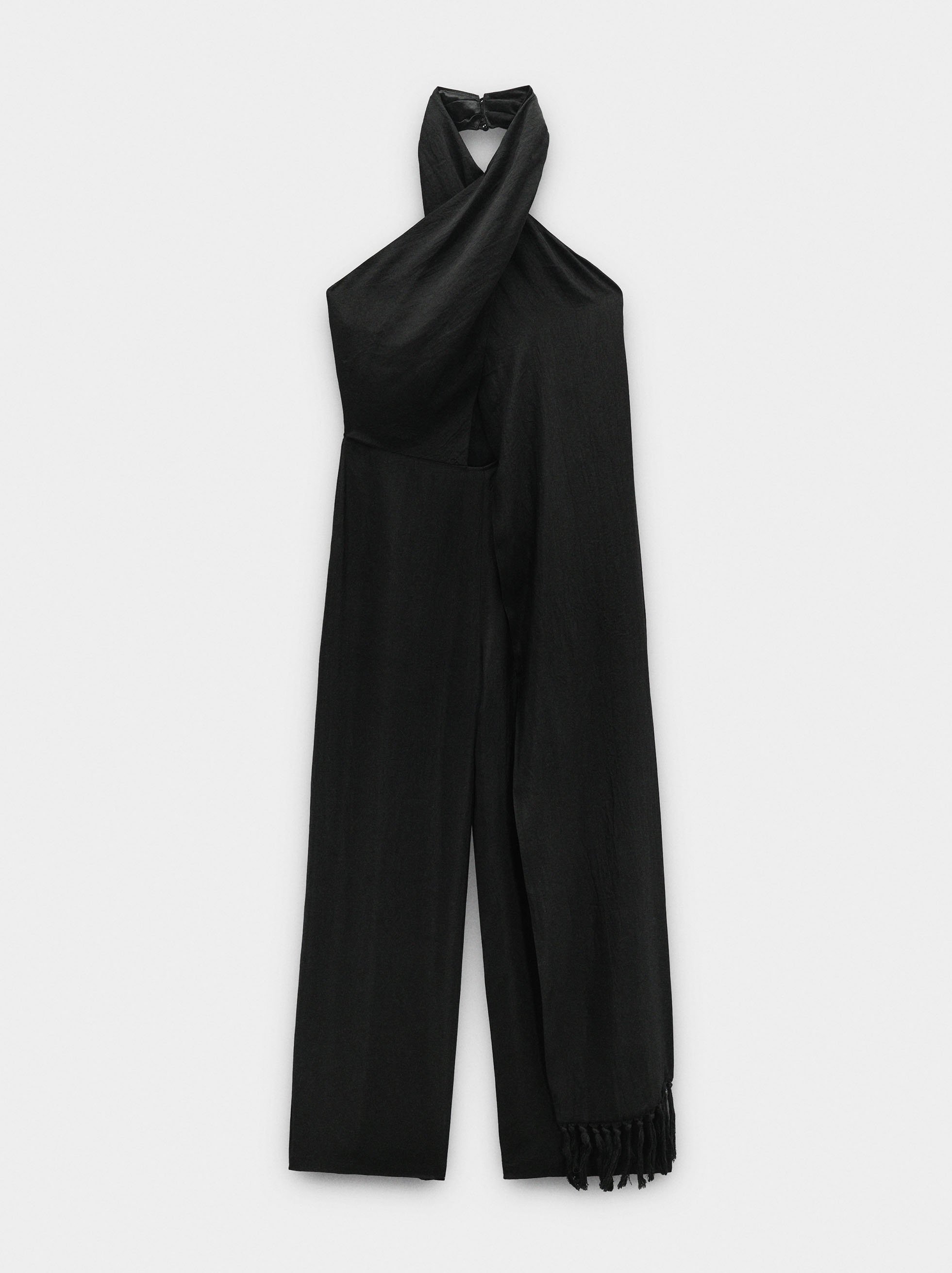 Jumpsuit with halter crinkled effect image number 6.0