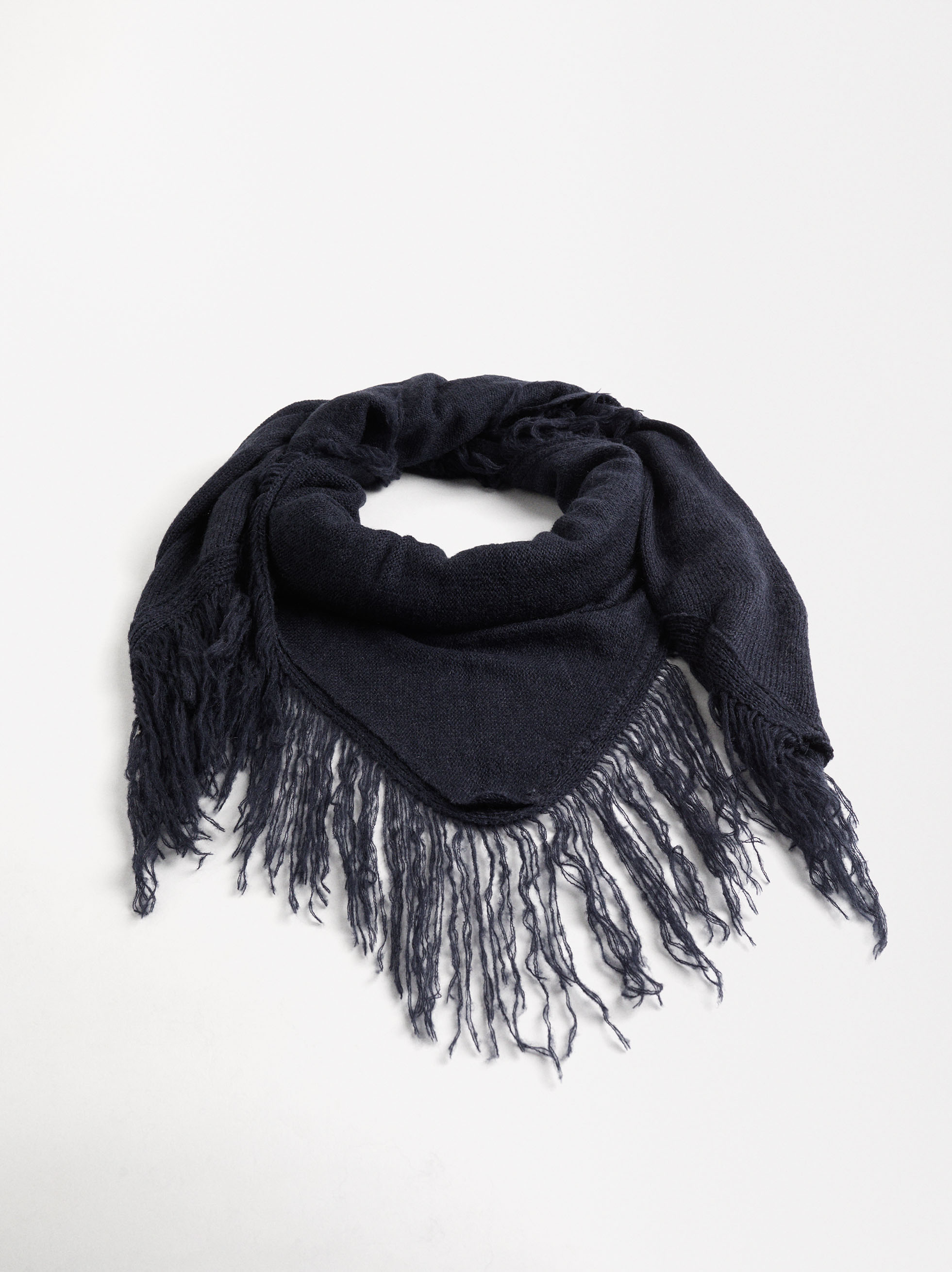 Fringed wool blend shawl image number 2.0