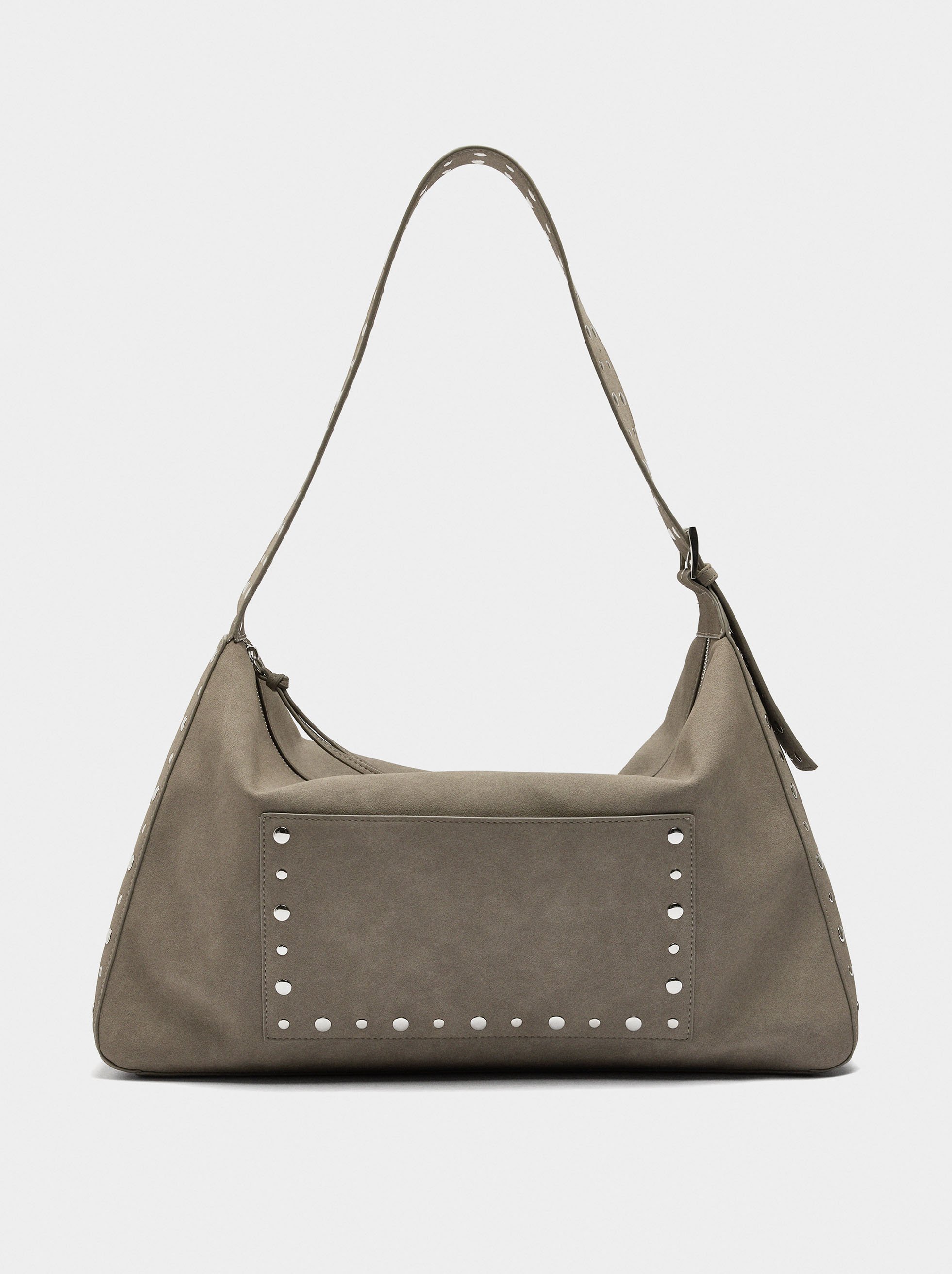 Leather-effect handbag with studs image number 1.0