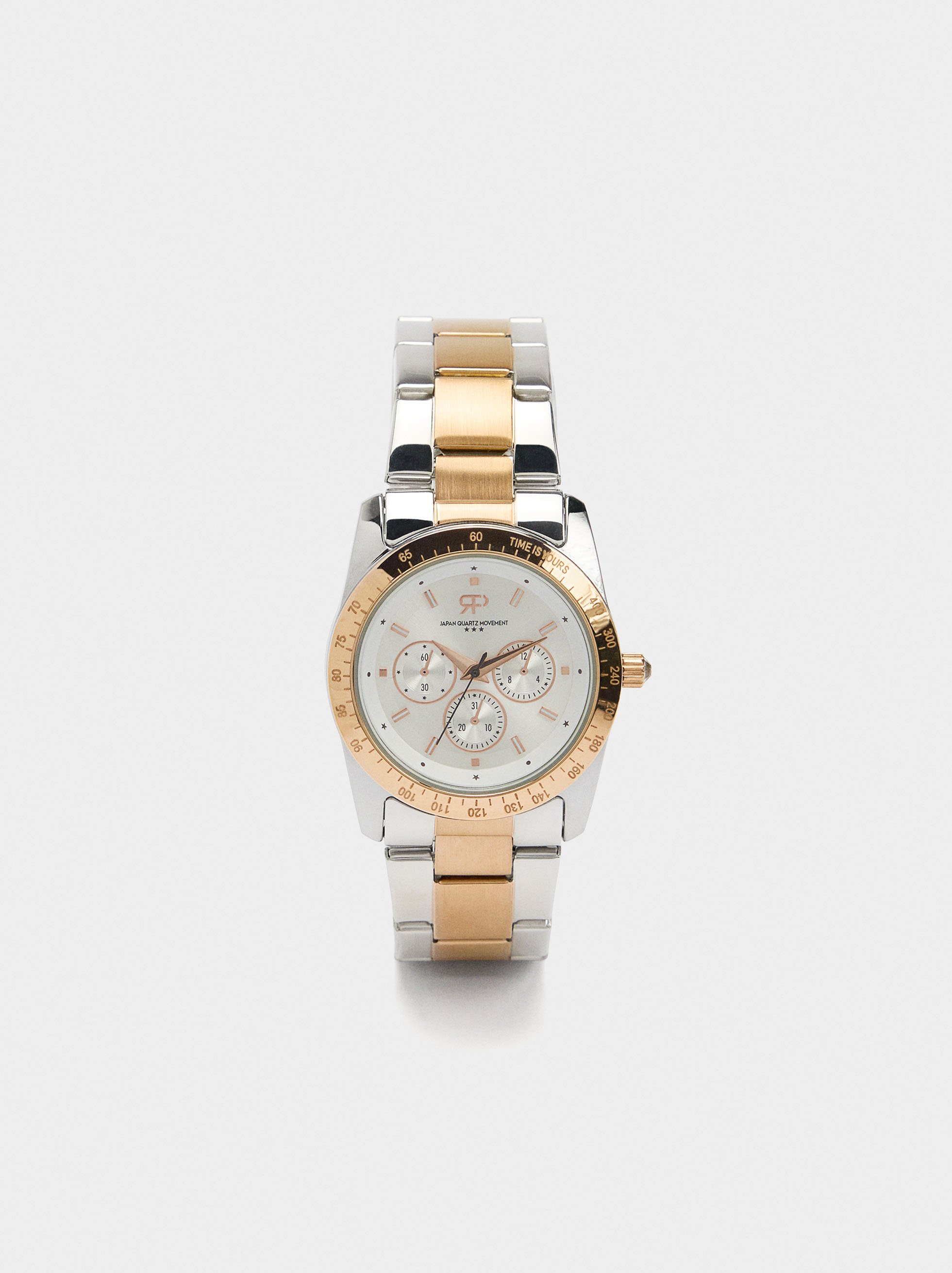 Watch with bicolor stainless steel wristband image number 0.0