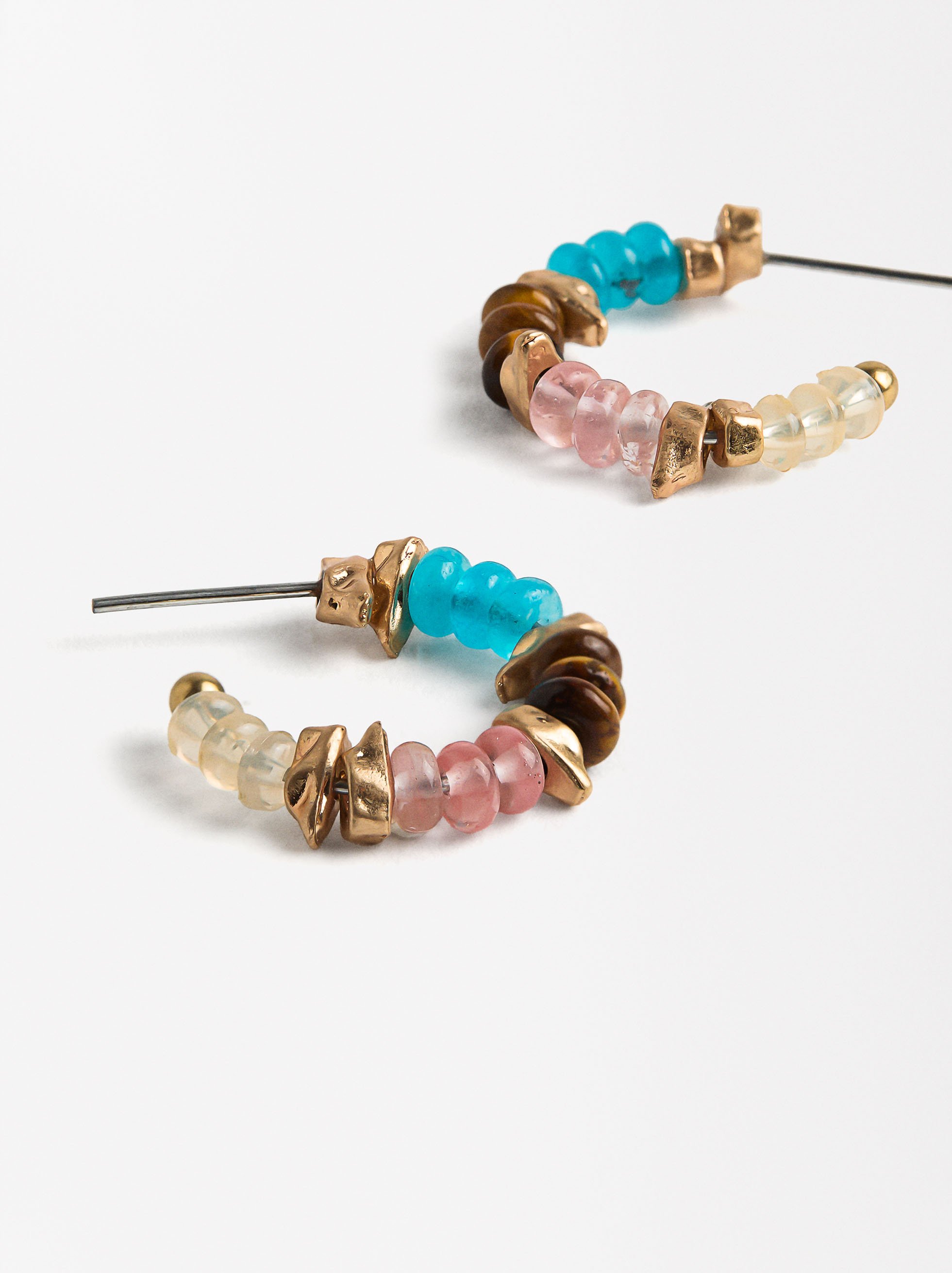 Open hoop earrings with stones image number 1.0