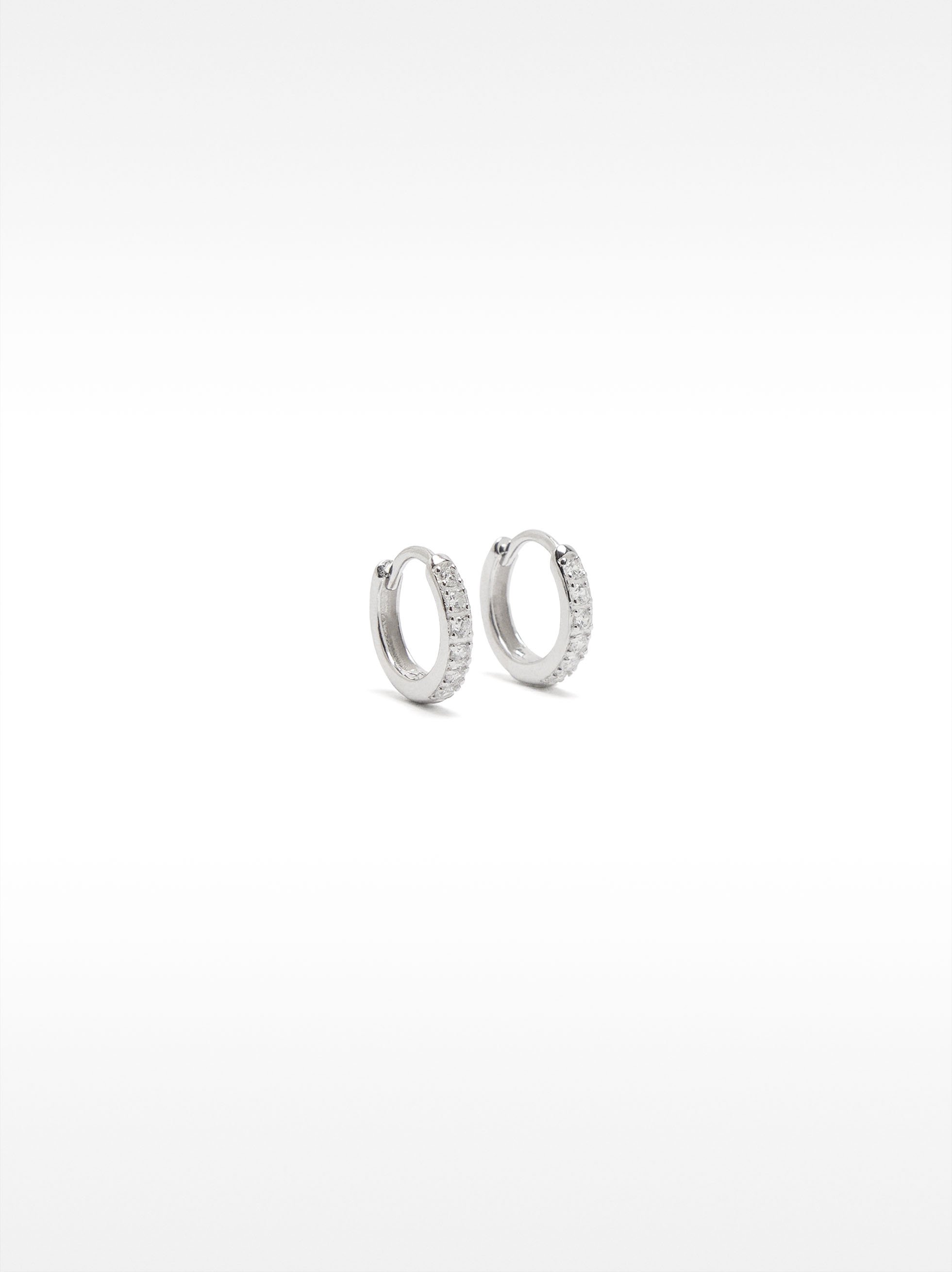 929 SILVER PERSONALISED HOOP EARRINGS WITH ZIRCONIAS image number 0.0