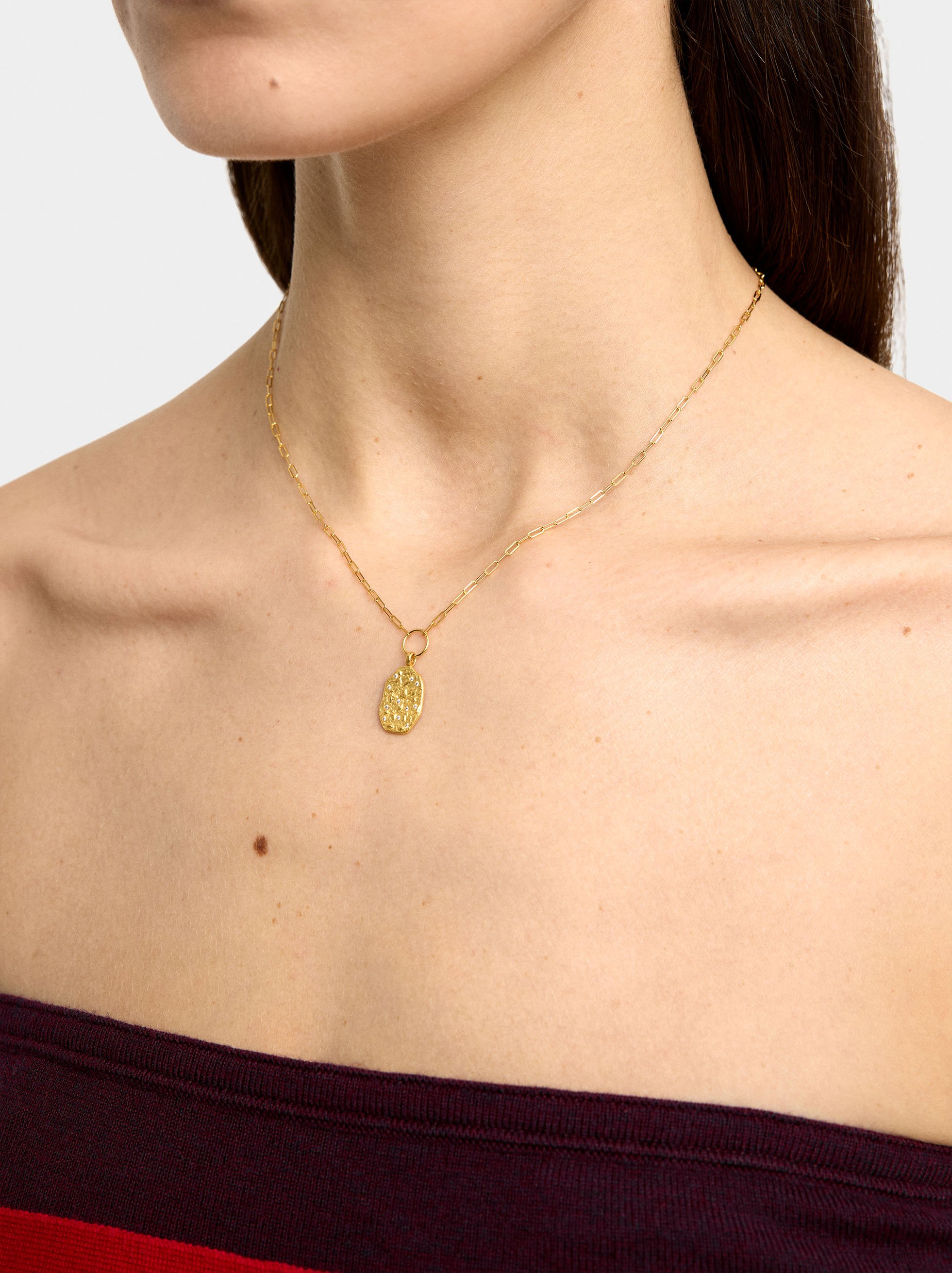 Necklace of links with irregular pendant - 925 sterling silver image number 1.0