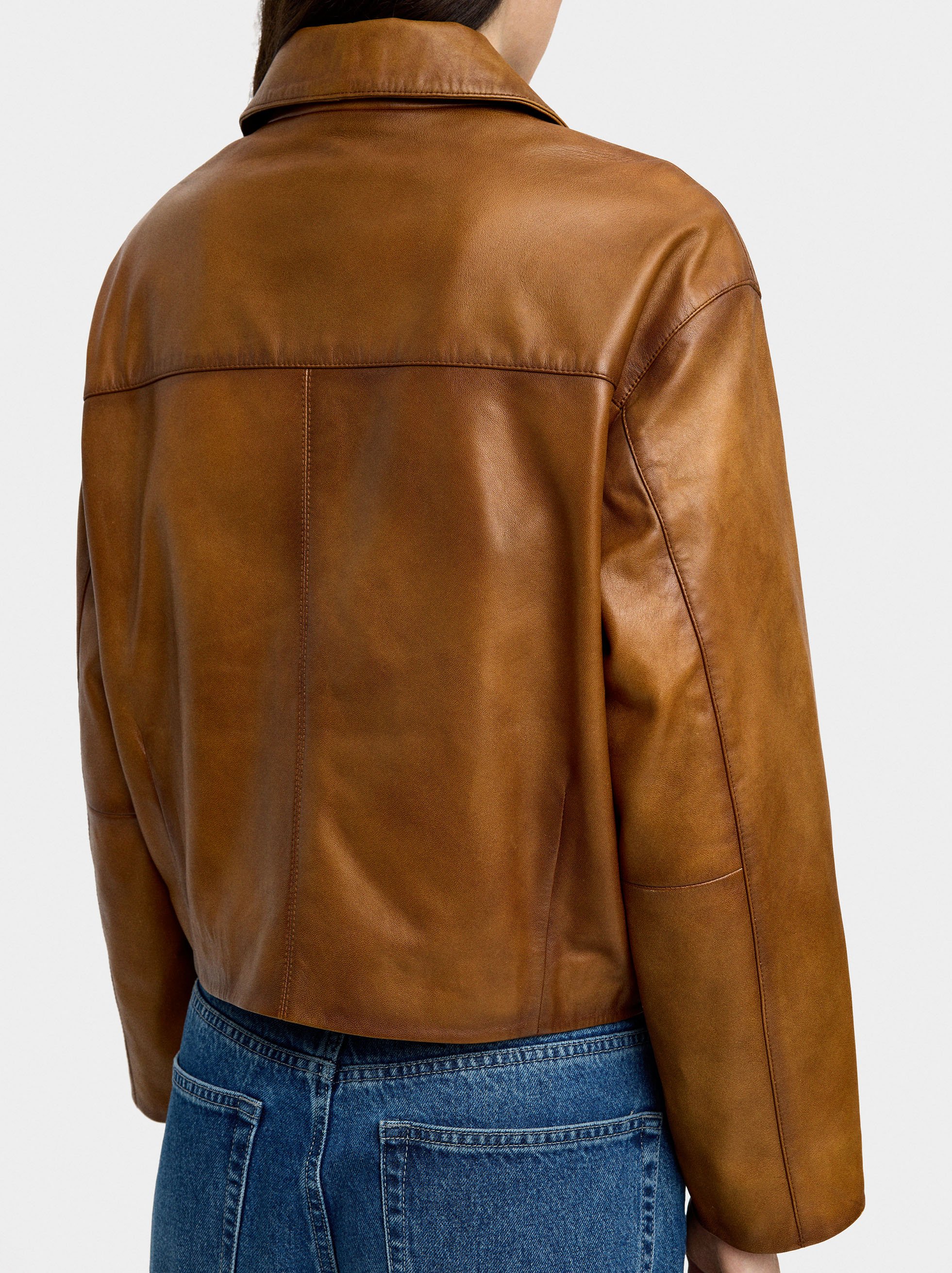 Leather jacket with topstitching image number 5.0