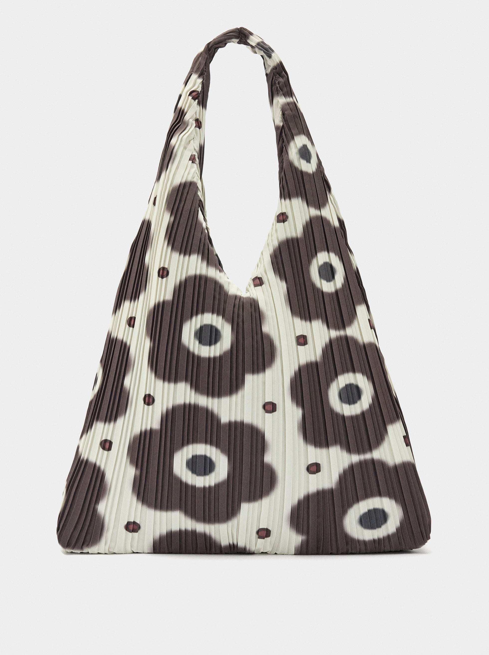 Borsa a spalla in nylon stampato floreale image number 0.0