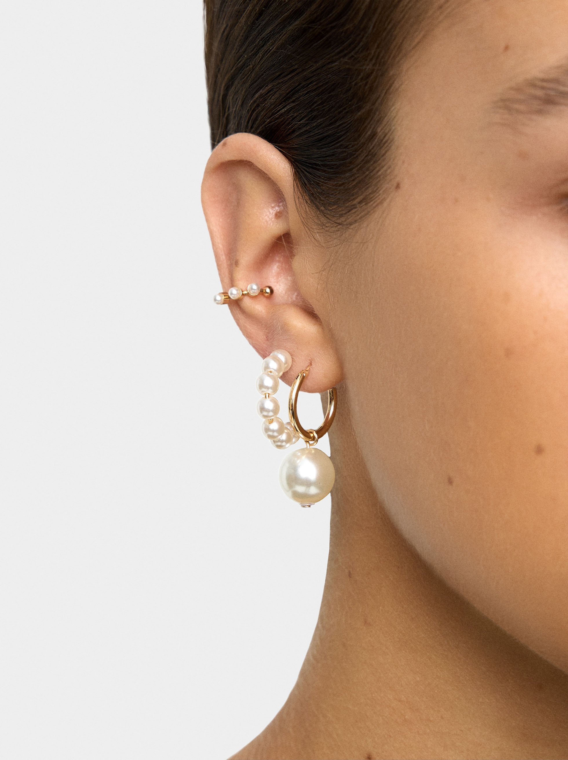 Set of earrings and earjackets with pearls image number 1.0
