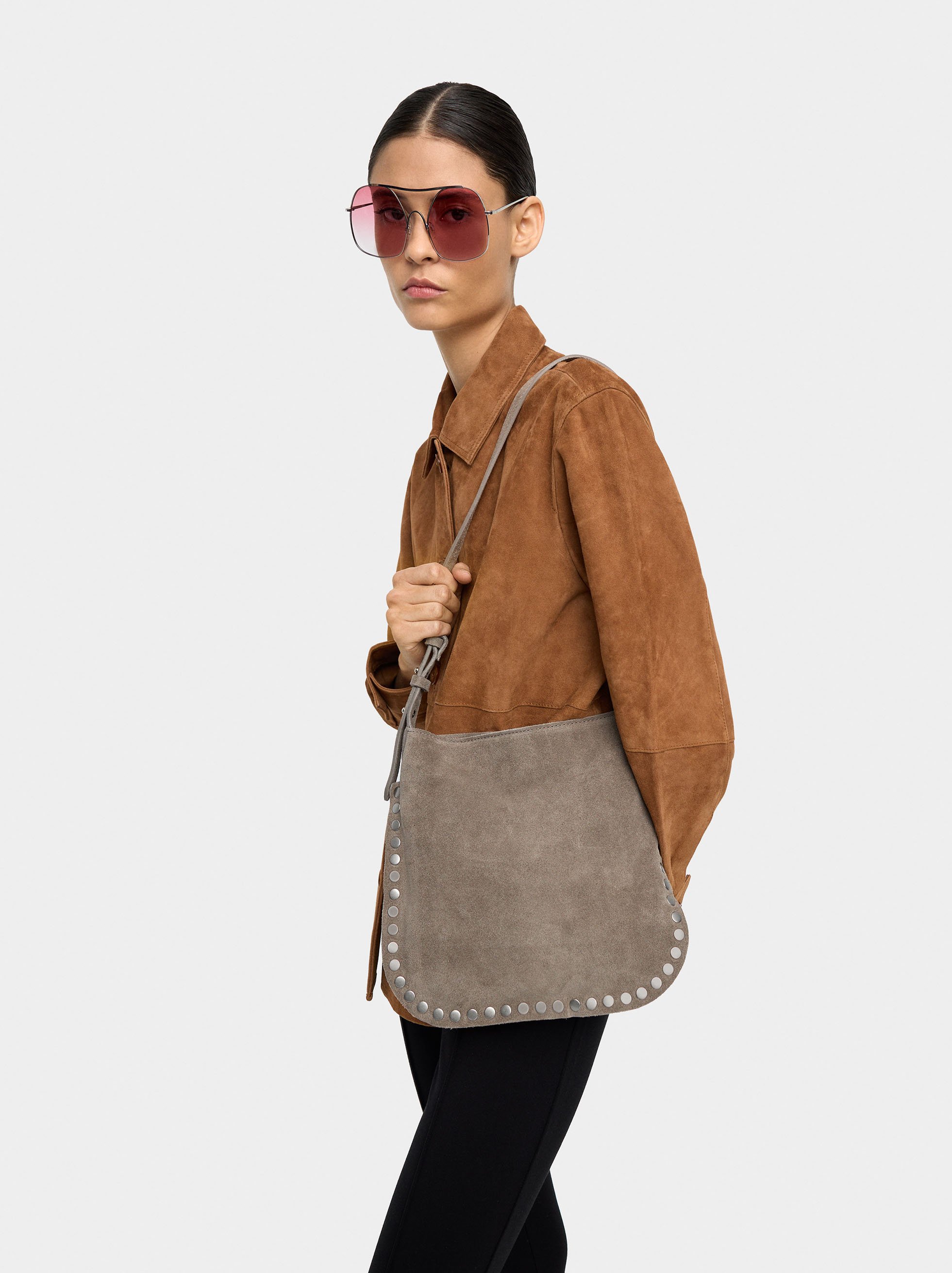Leather crossbody bag with studs image number 1.0