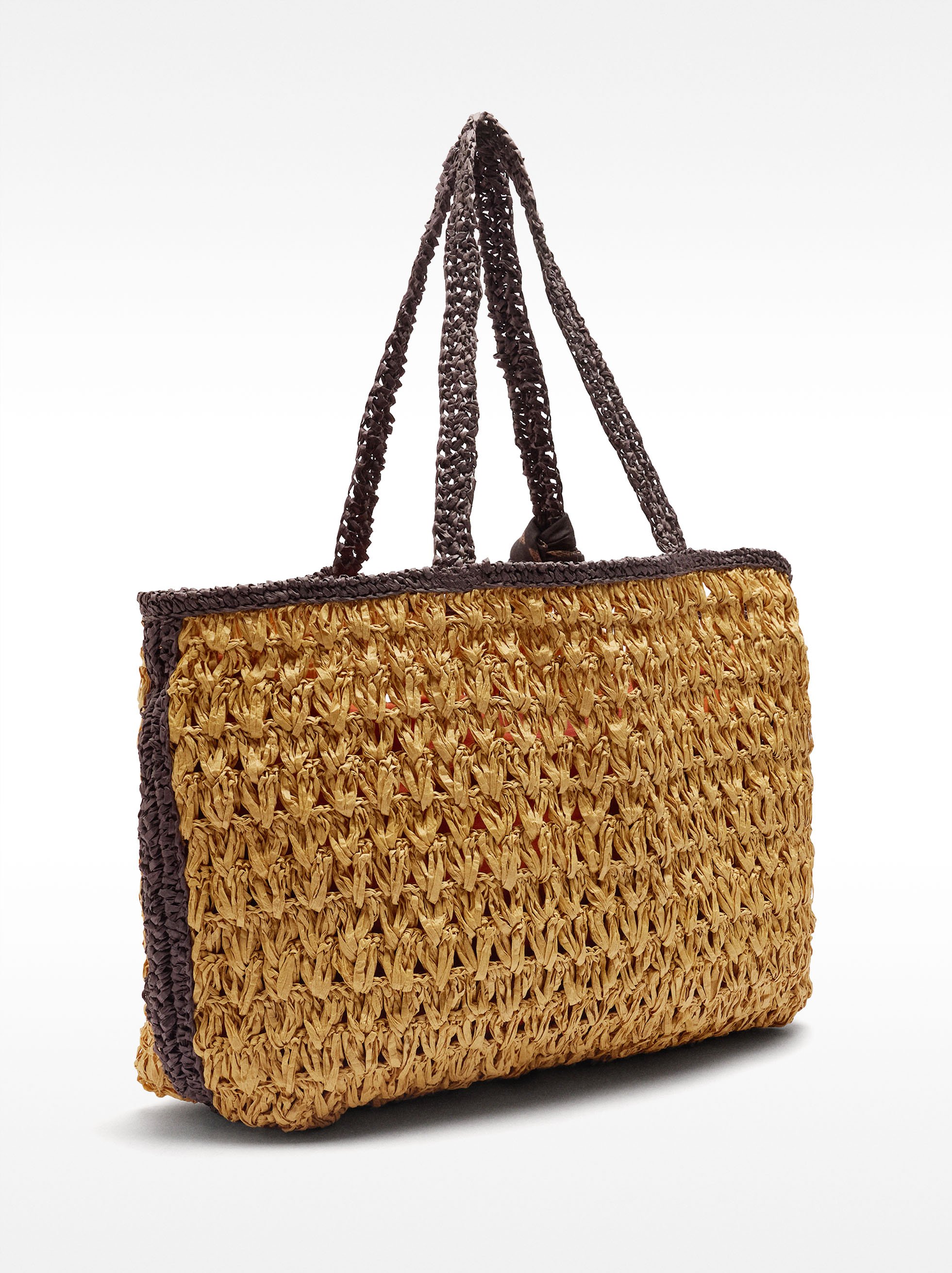 Shopper bag with braided straw effect image number 3.0