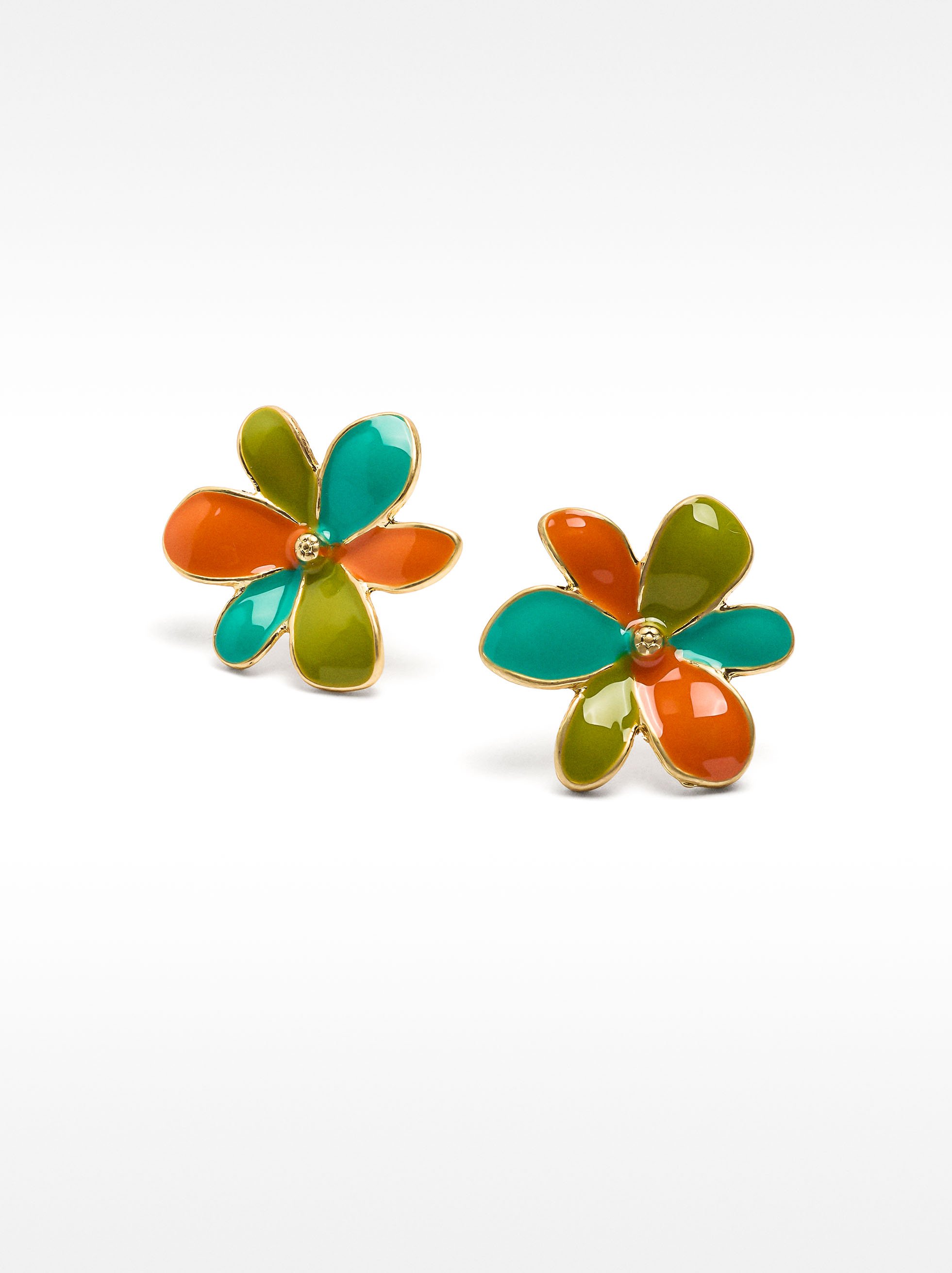 Multicolored flower enamel earrings image number 1.0