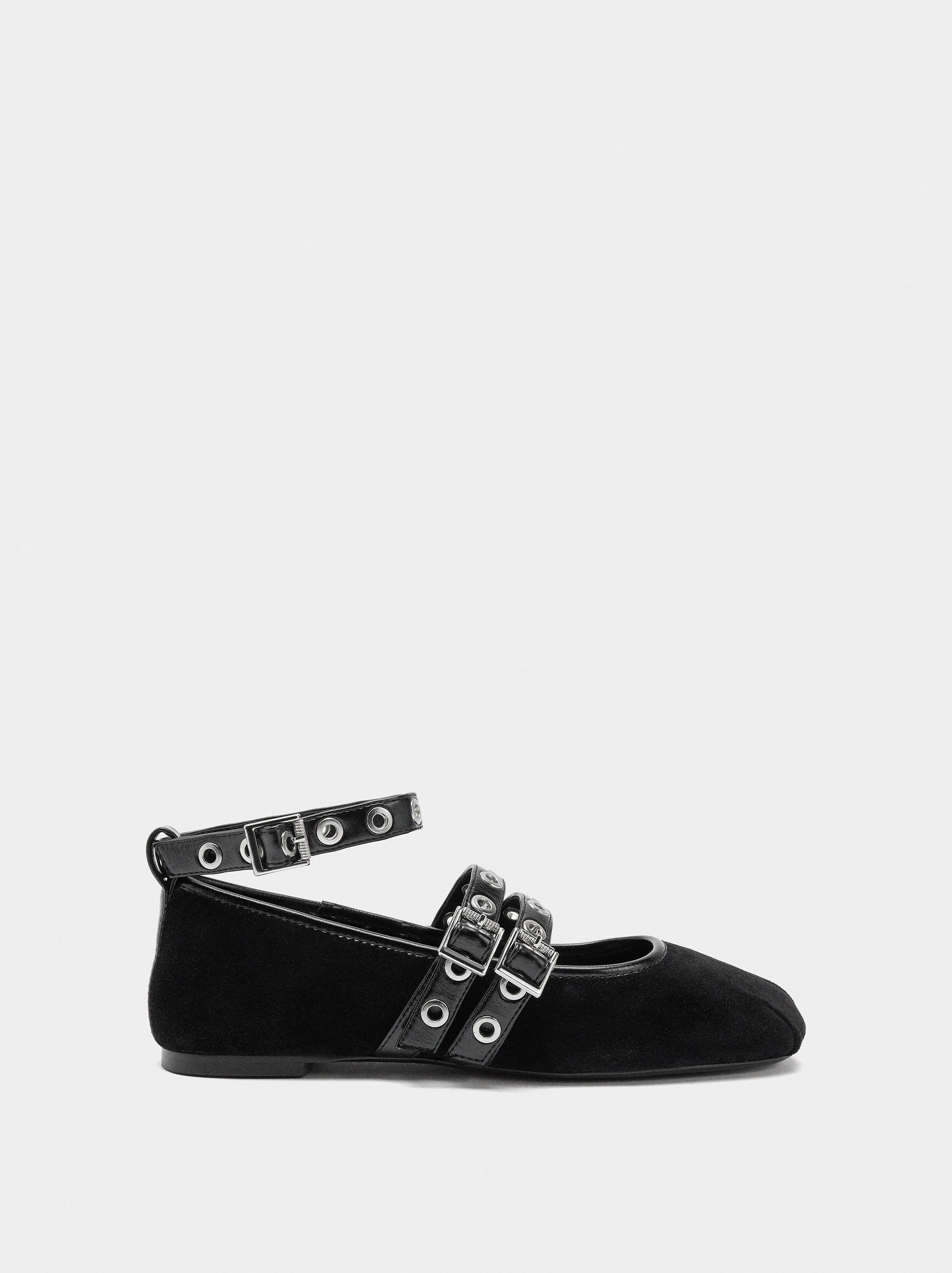 Ballet flats with straps and studs image number 1.0
