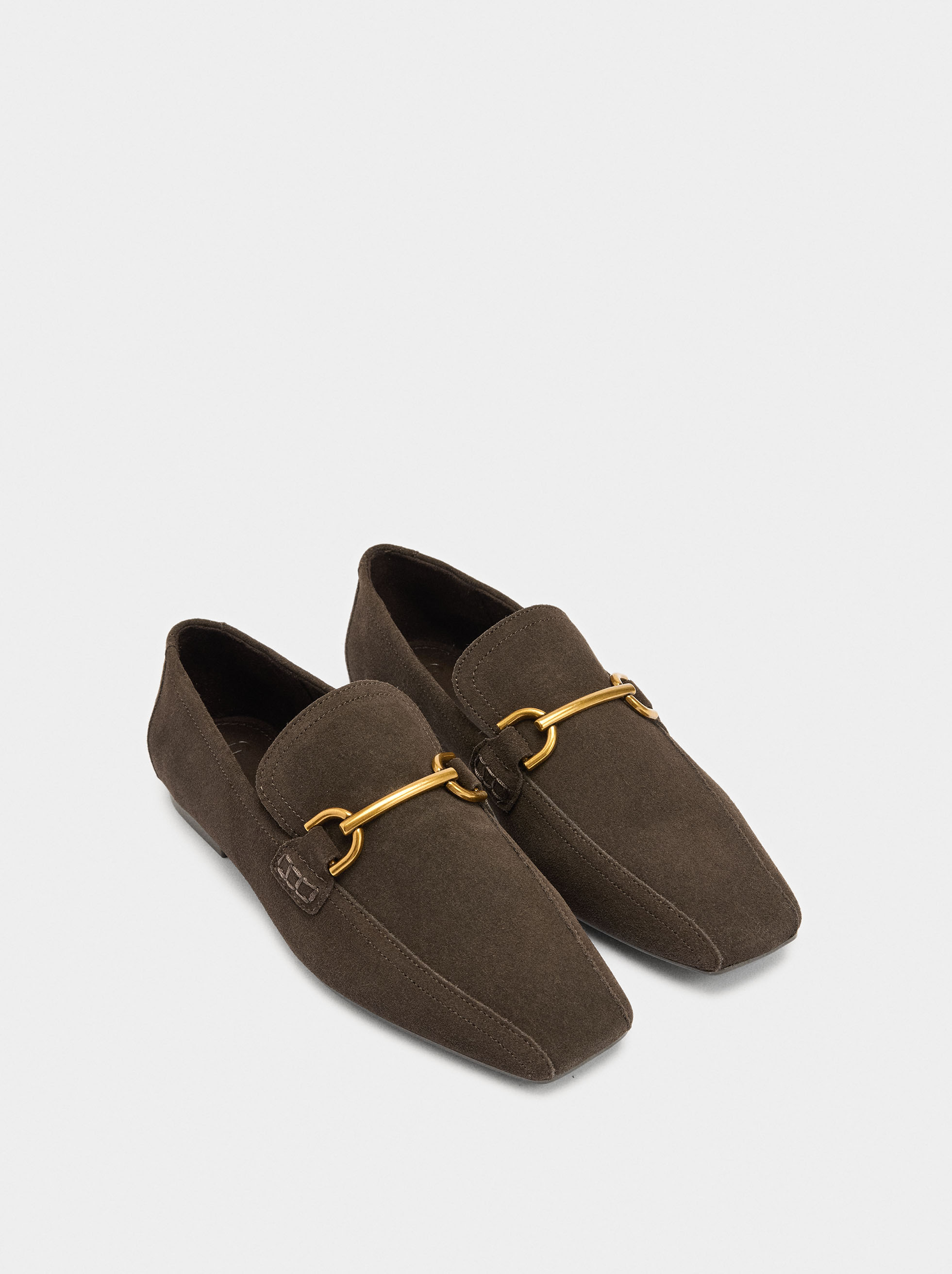 Leather moccasins with metallic detail image number 2.0