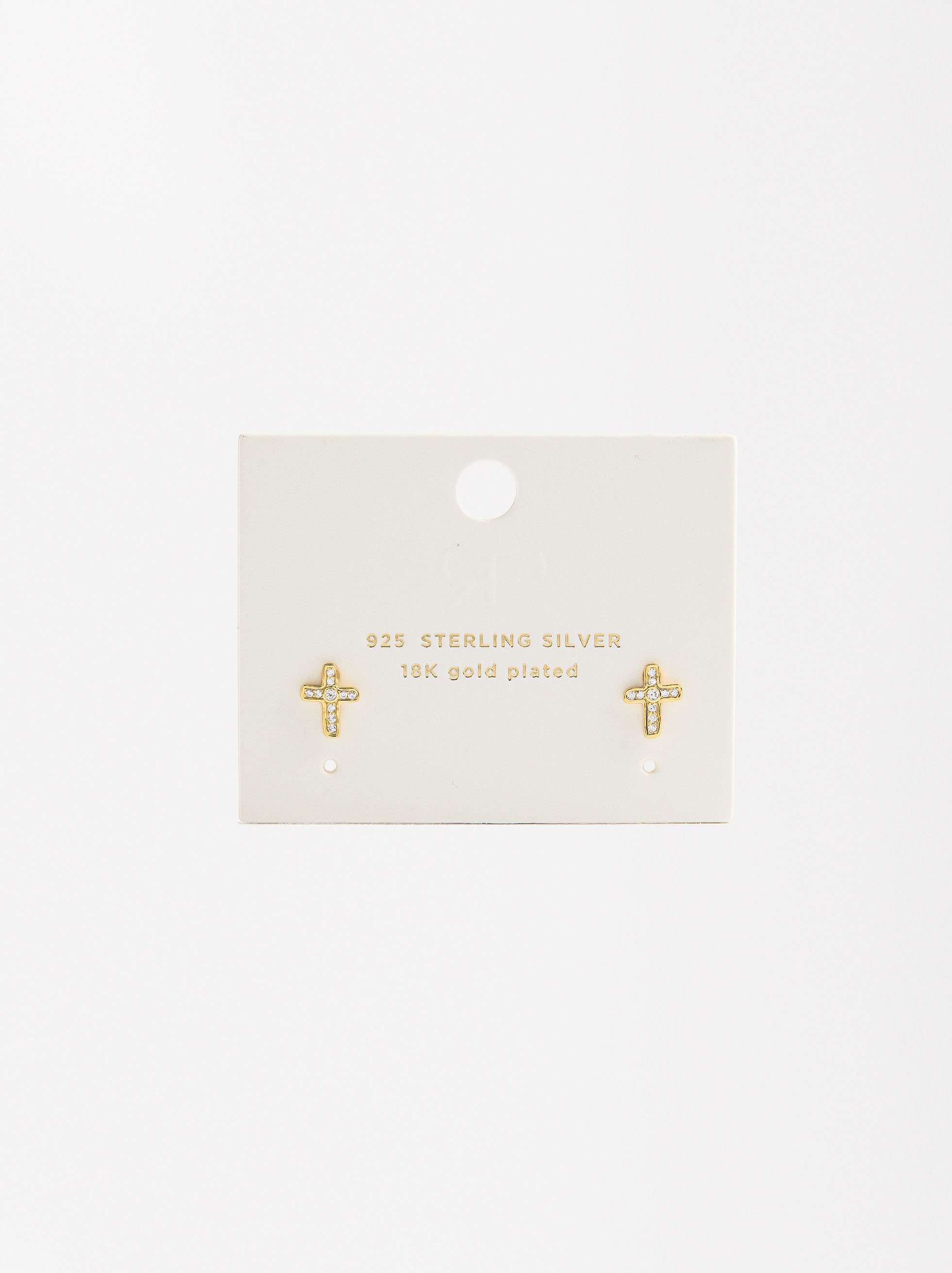 Cross zirconia earrings - 925 sterling silver image number 4.0