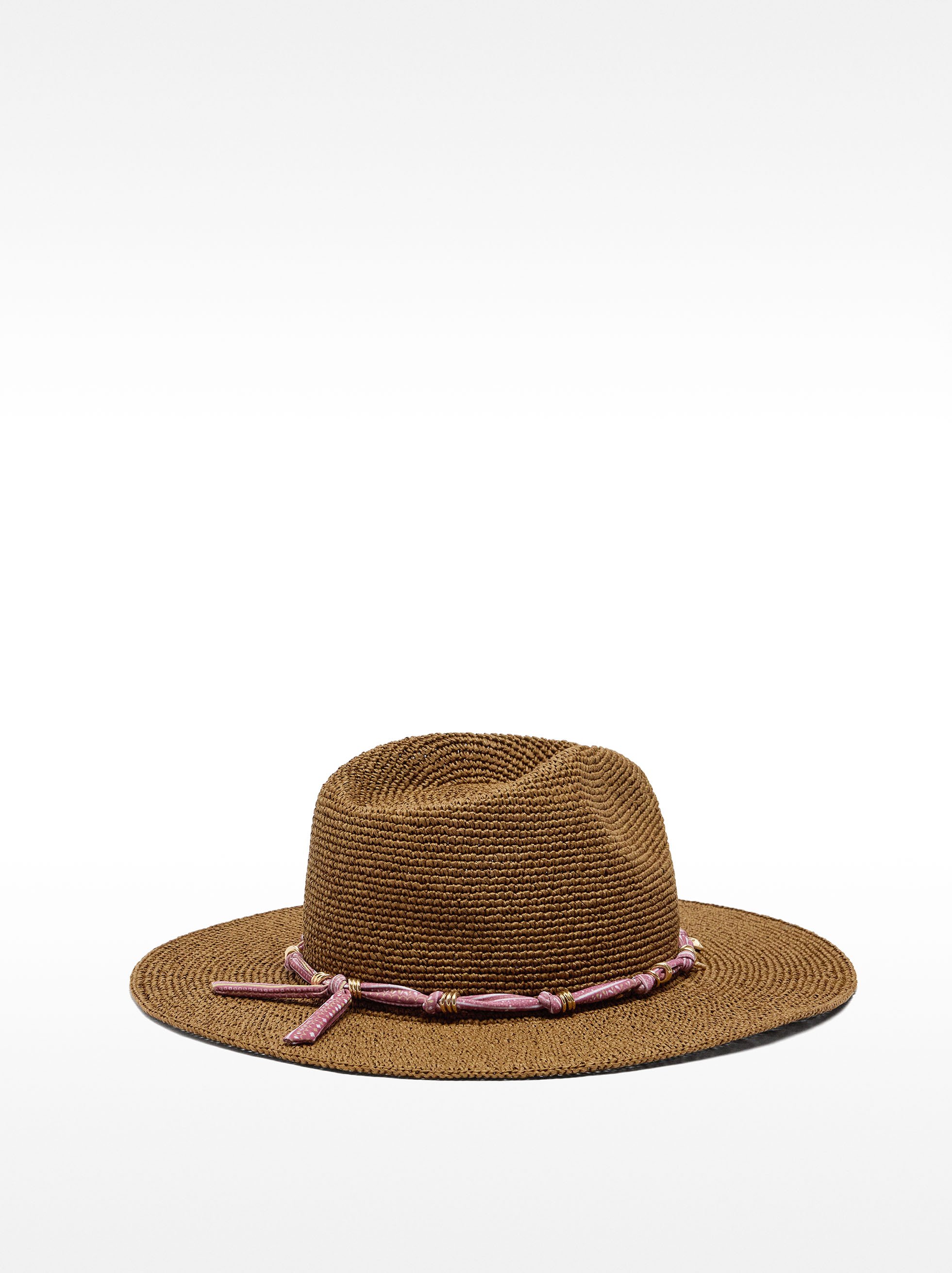 Raffia effect hat with tie straps image number 2.0