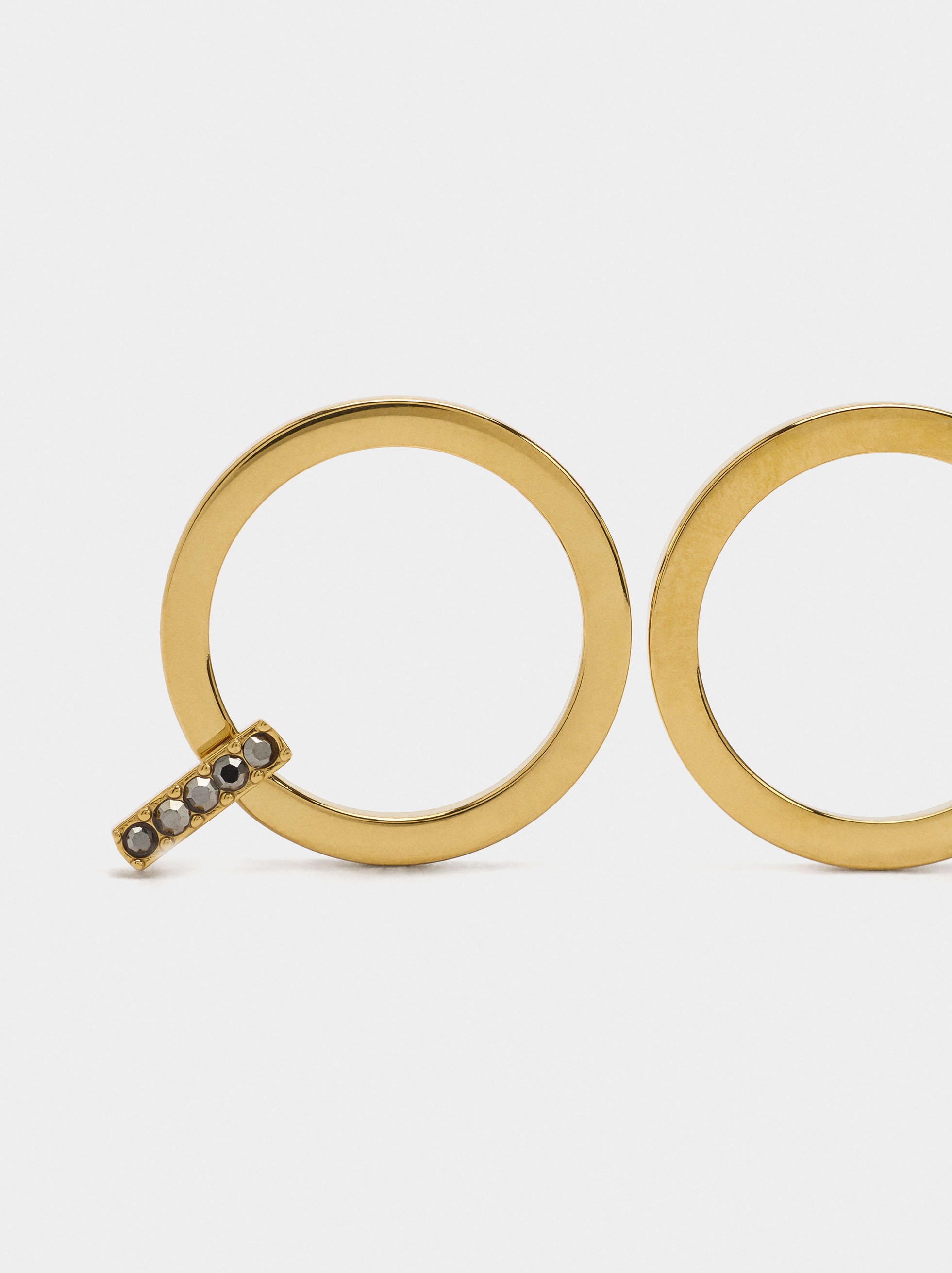 Hoop earrings with crystals - stainless steel image number 1.0